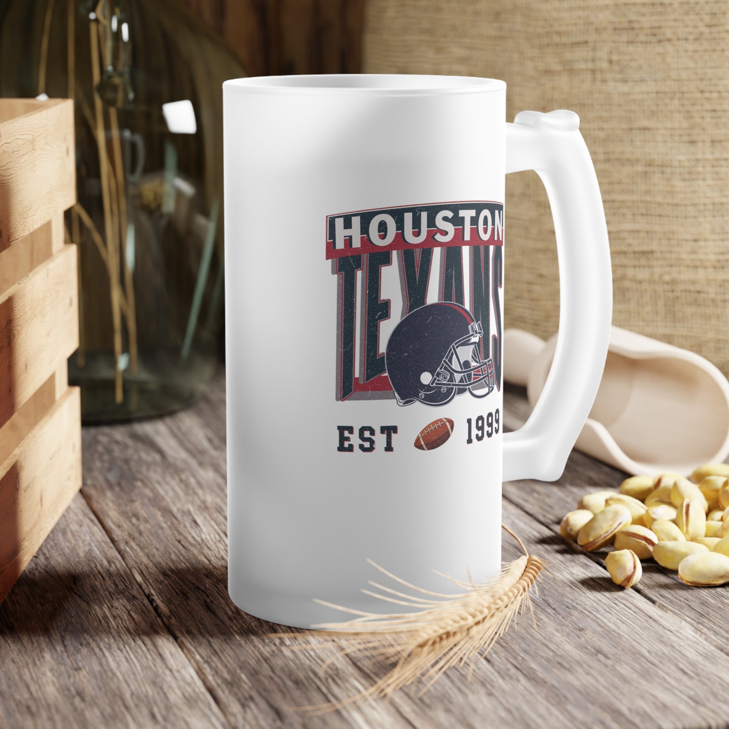 Houston Football Frosted Glass Beer Mug