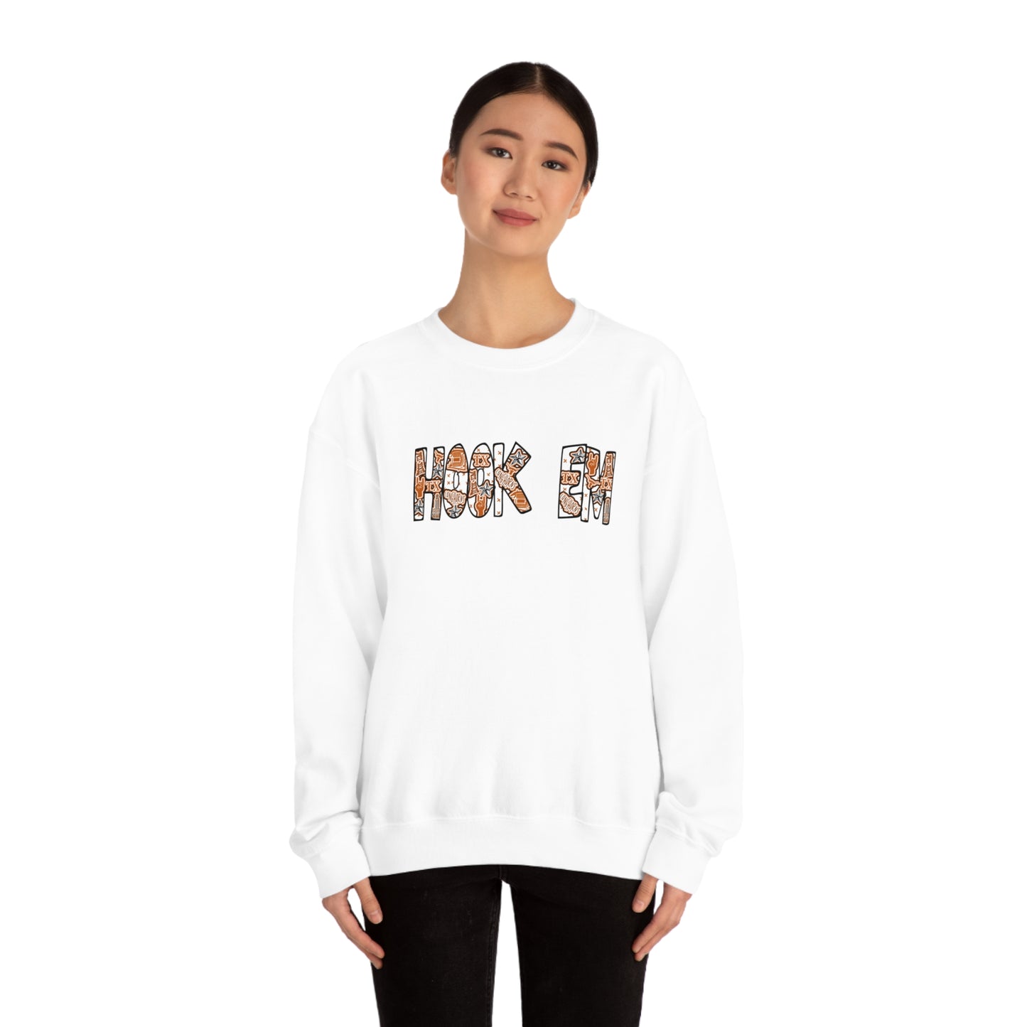 UT Hook Em Austin Texas Longhorn Football Unisex Heavy Blend Crewneck Sweatshirt
