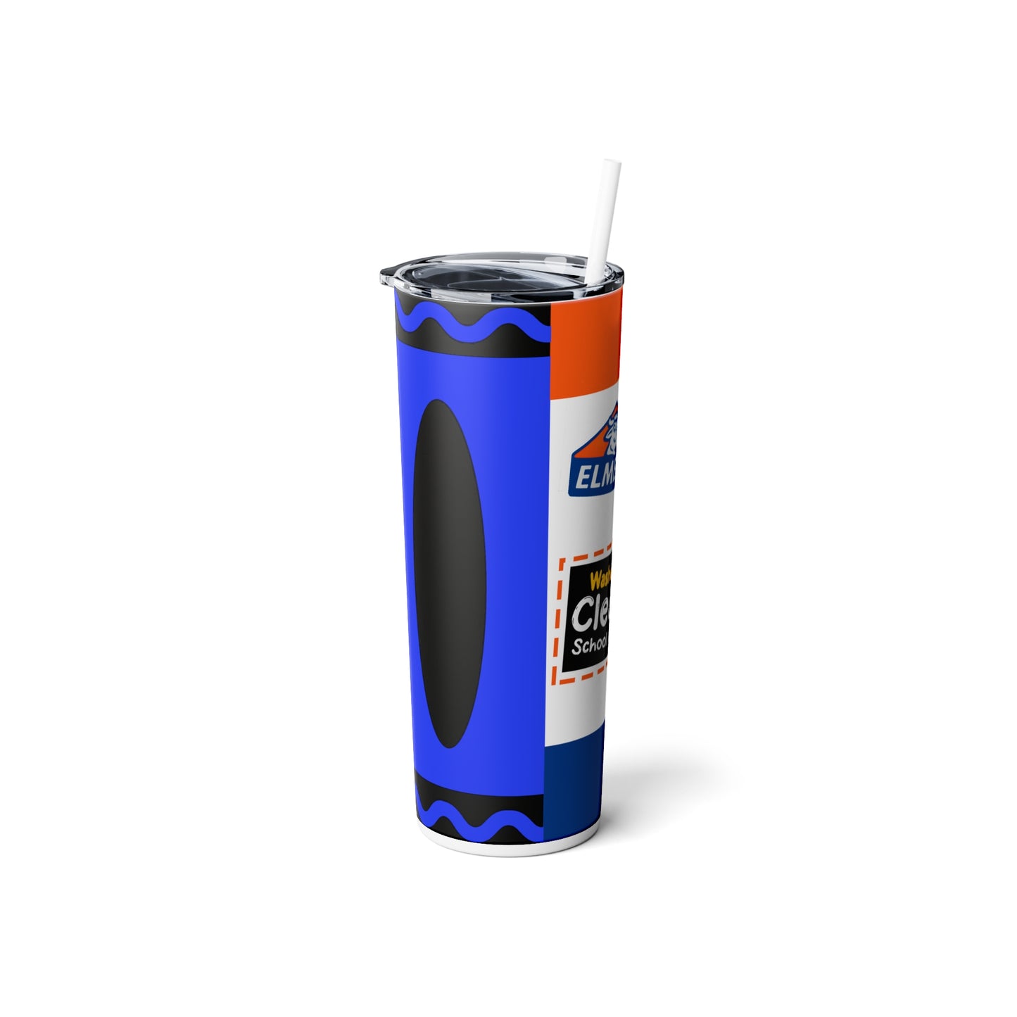 Teacher School Supply - Blue Skinny Steel Tumbler with Straw, 20oz