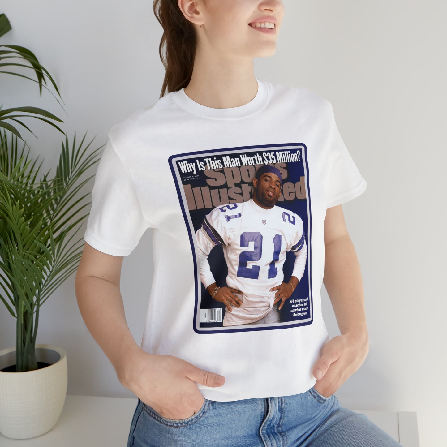 90s Throwback Dallas Cowboys Deion Sanders Sports Illustrated Magazine Unisex Jersey Short Sleeve Tee