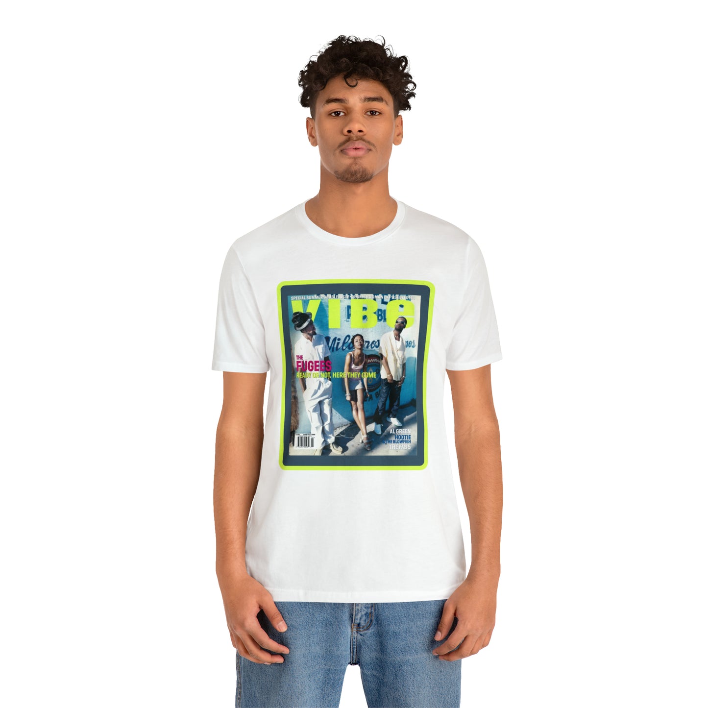 90s Throwback The Fugees Wyclef Jean, Pras Michel, and Lauryn Hill Vibe Magazine Unisex Jersey Short Sleeve Tee