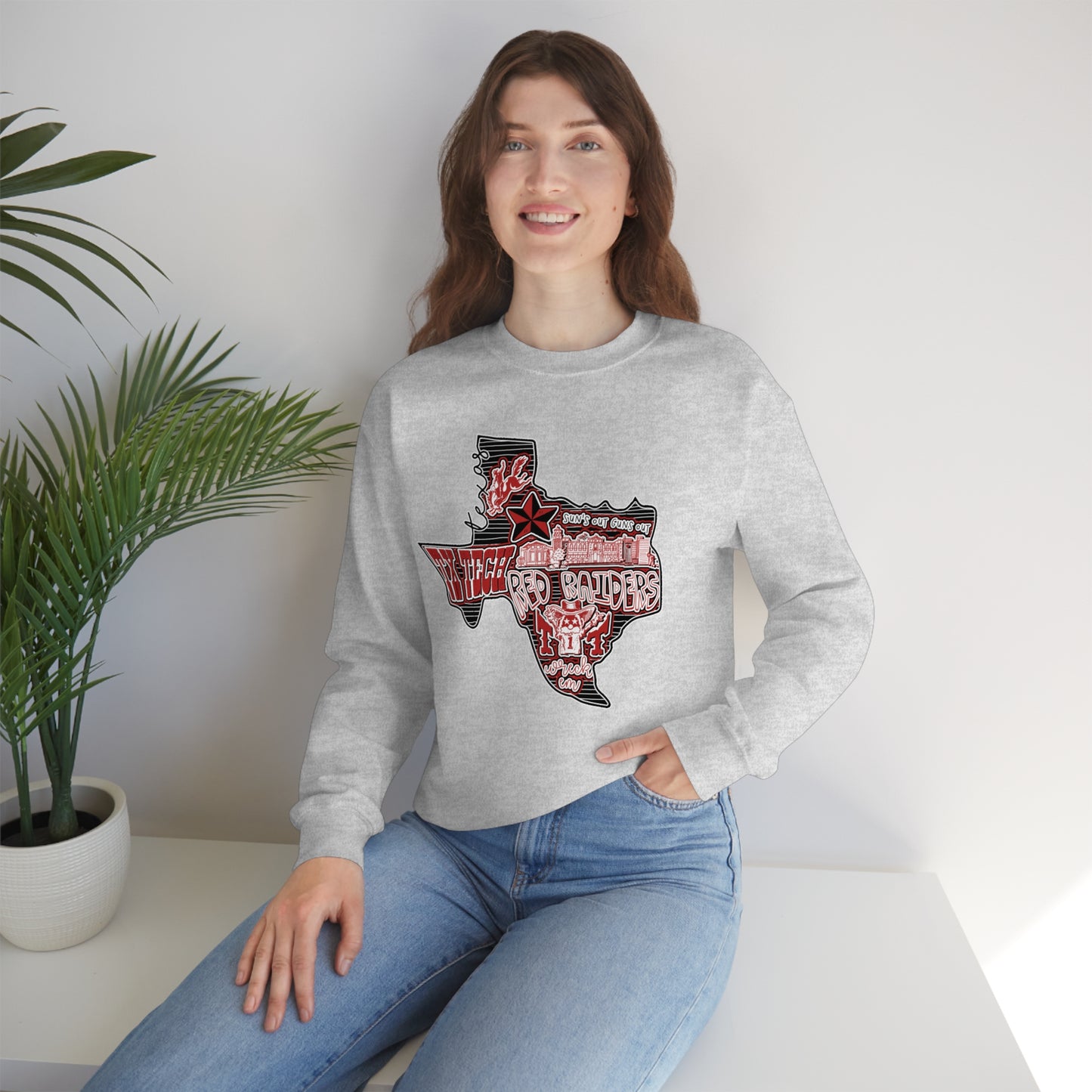 Texas Tech Lubbock Football Unisex Heavy Blend Crewneck Sweatshirt