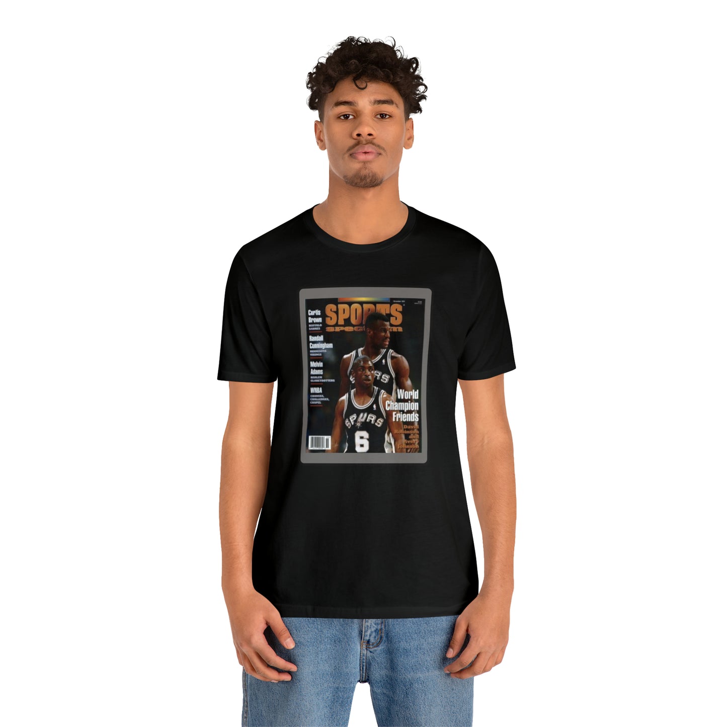 90s Throwback Spurs Basketball David Robinson Avery Johnson Sports Illustrated Unisex Jersey Short Sleeve Tee