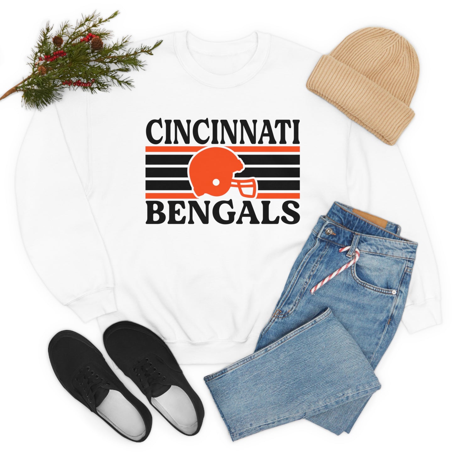 Retro Style Cincinnati Football Unisex Heavy Blend Crewneck Sweatshirt