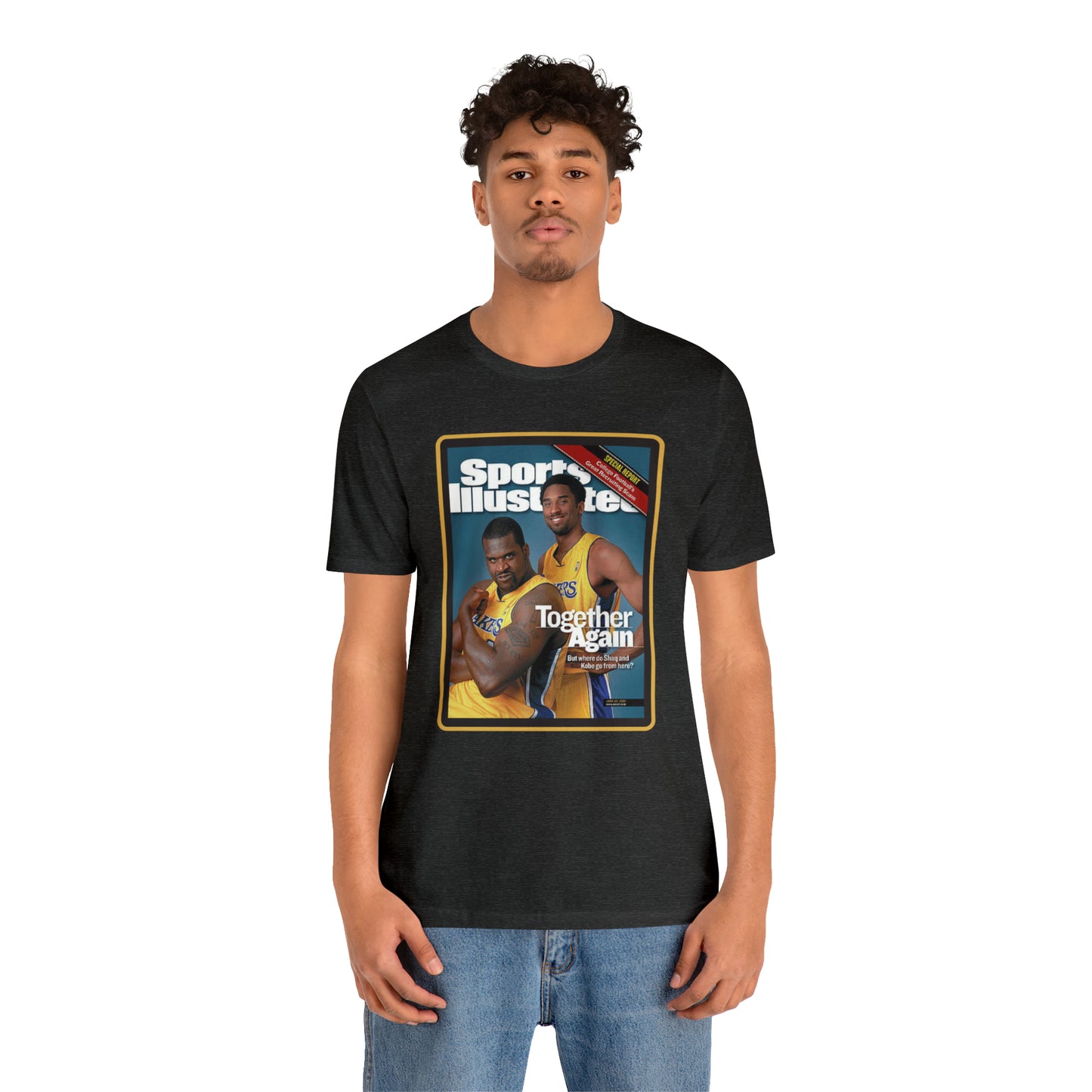 90s Throwback Lakers Kobe Shaq Sports Illustrated Magazine Unisex Jersey Short Sleeve Tee
