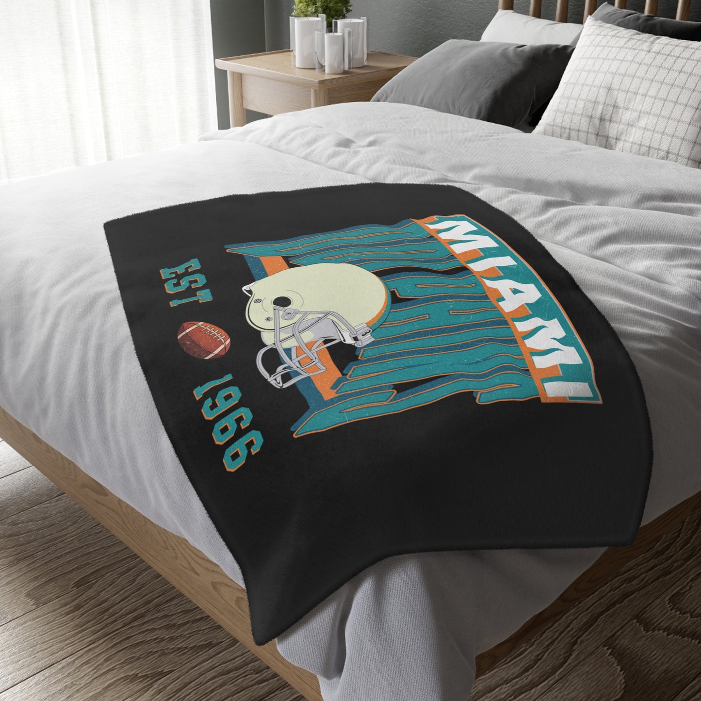 Miami Football Velveteen Minky Throw Blanket