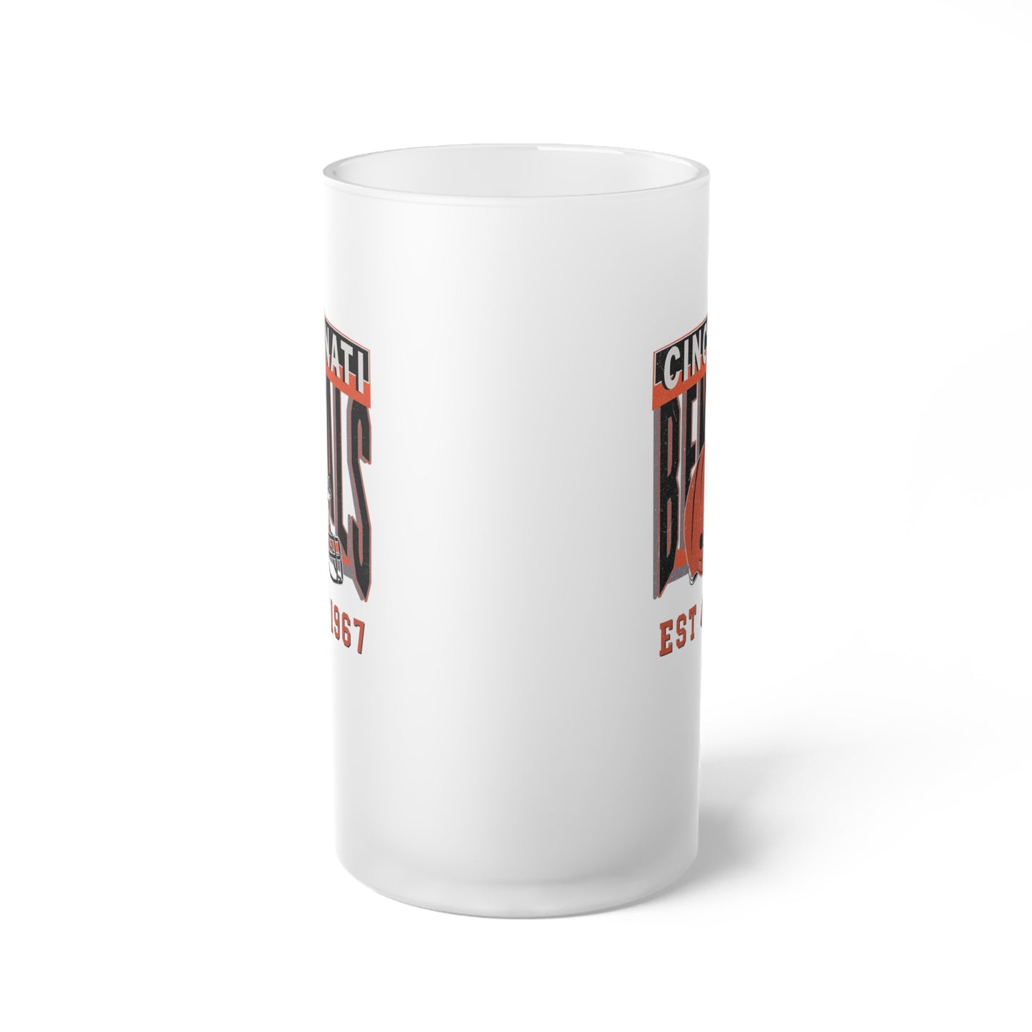 Cincinnati Football Frosted Glass Beer Mug