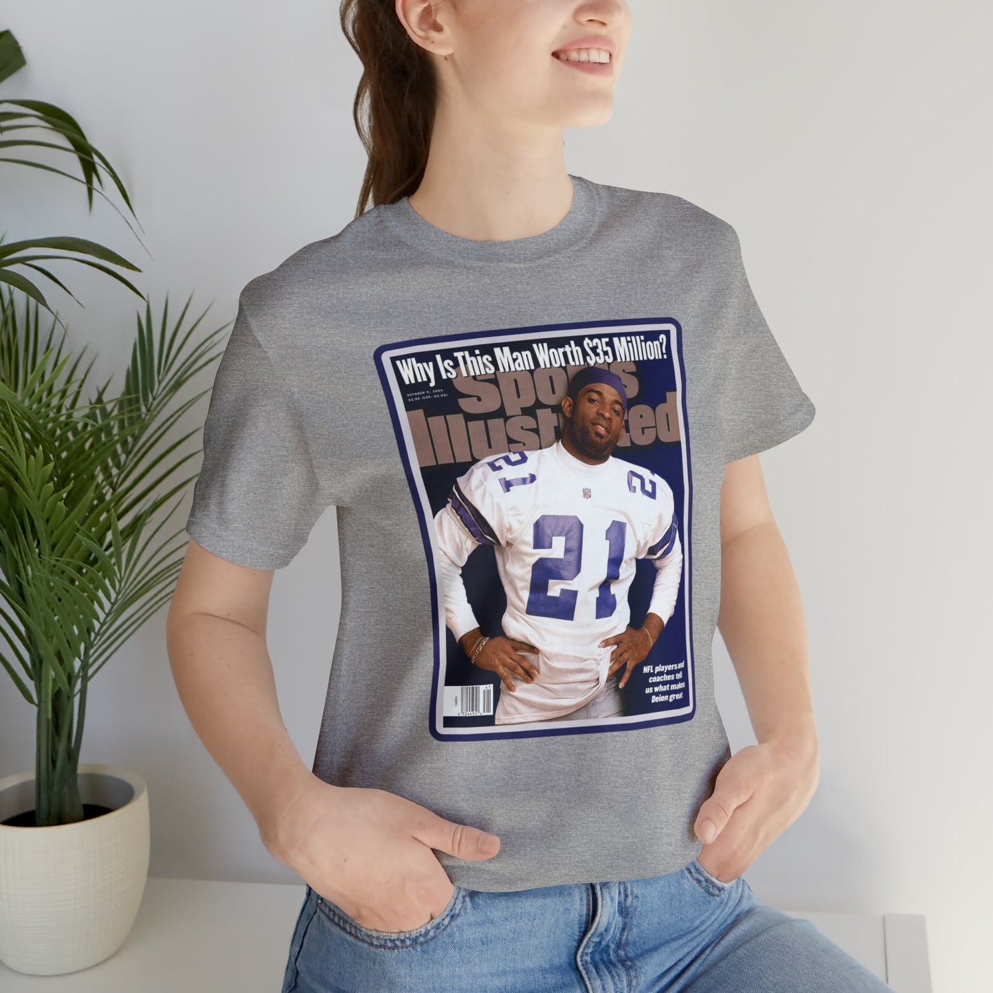 90s Throwback Dallas Cowboys Deion Sanders Sports Illustrated Magazine Unisex Jersey Short Sleeve Tee