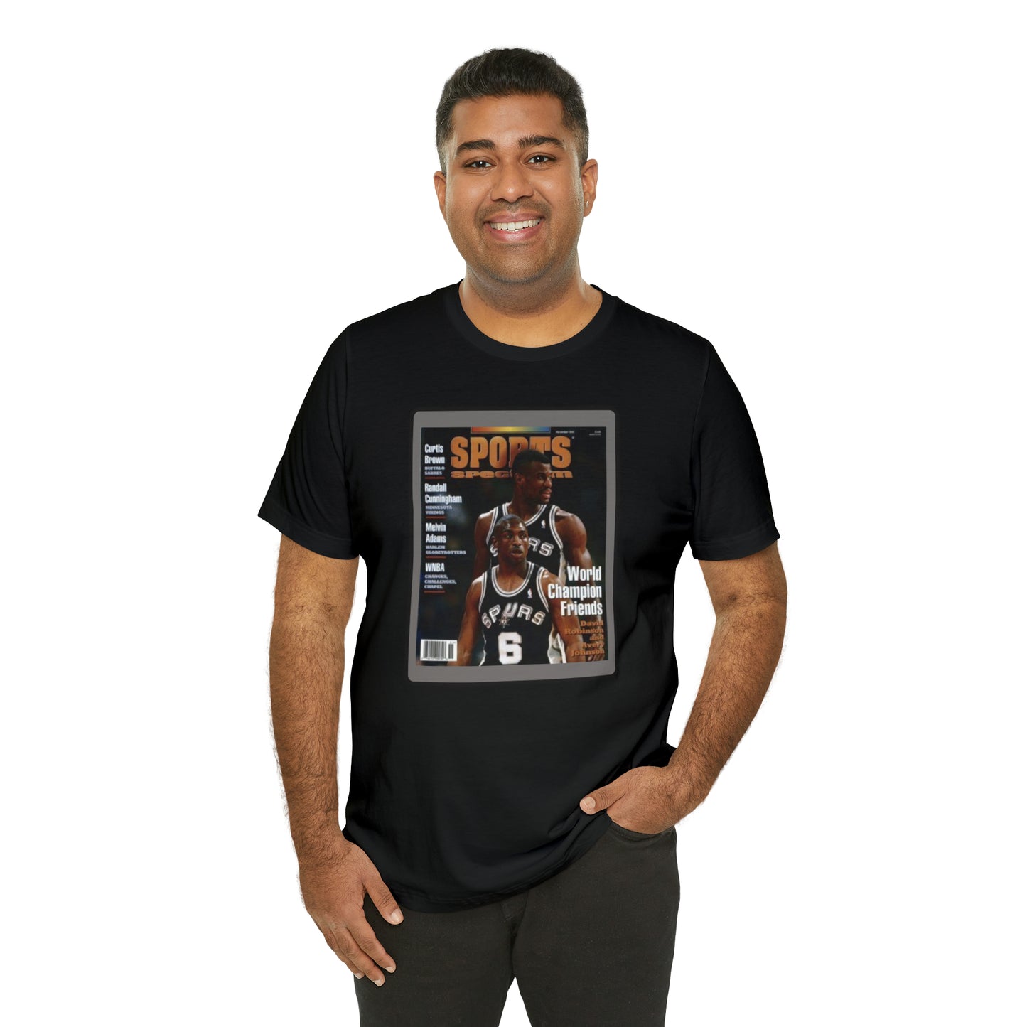 90s Throwback Spurs Basketball David Robinson Avery Johnson Sports Illustrated Unisex Jersey Short Sleeve Tee