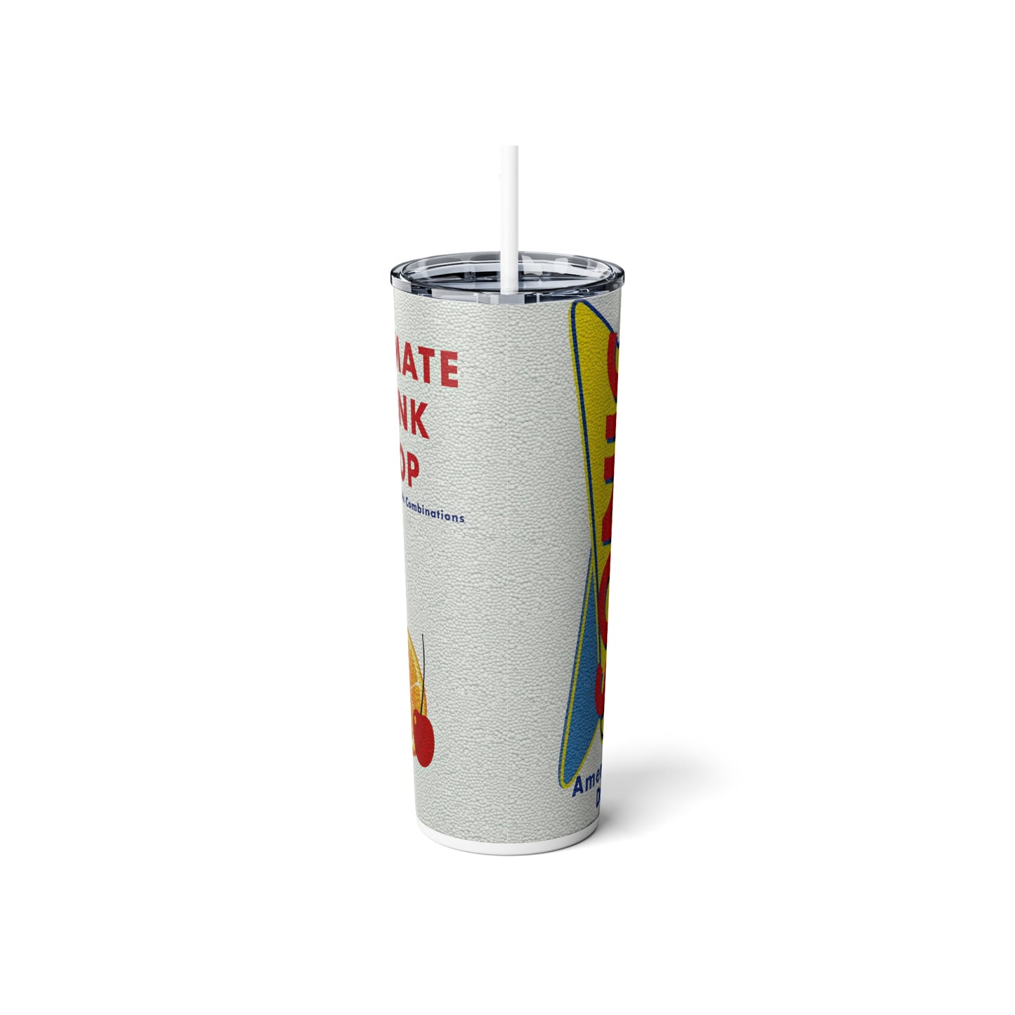 Fast Food Inspired Skinny Steel Tumbler with Straw, 20oz