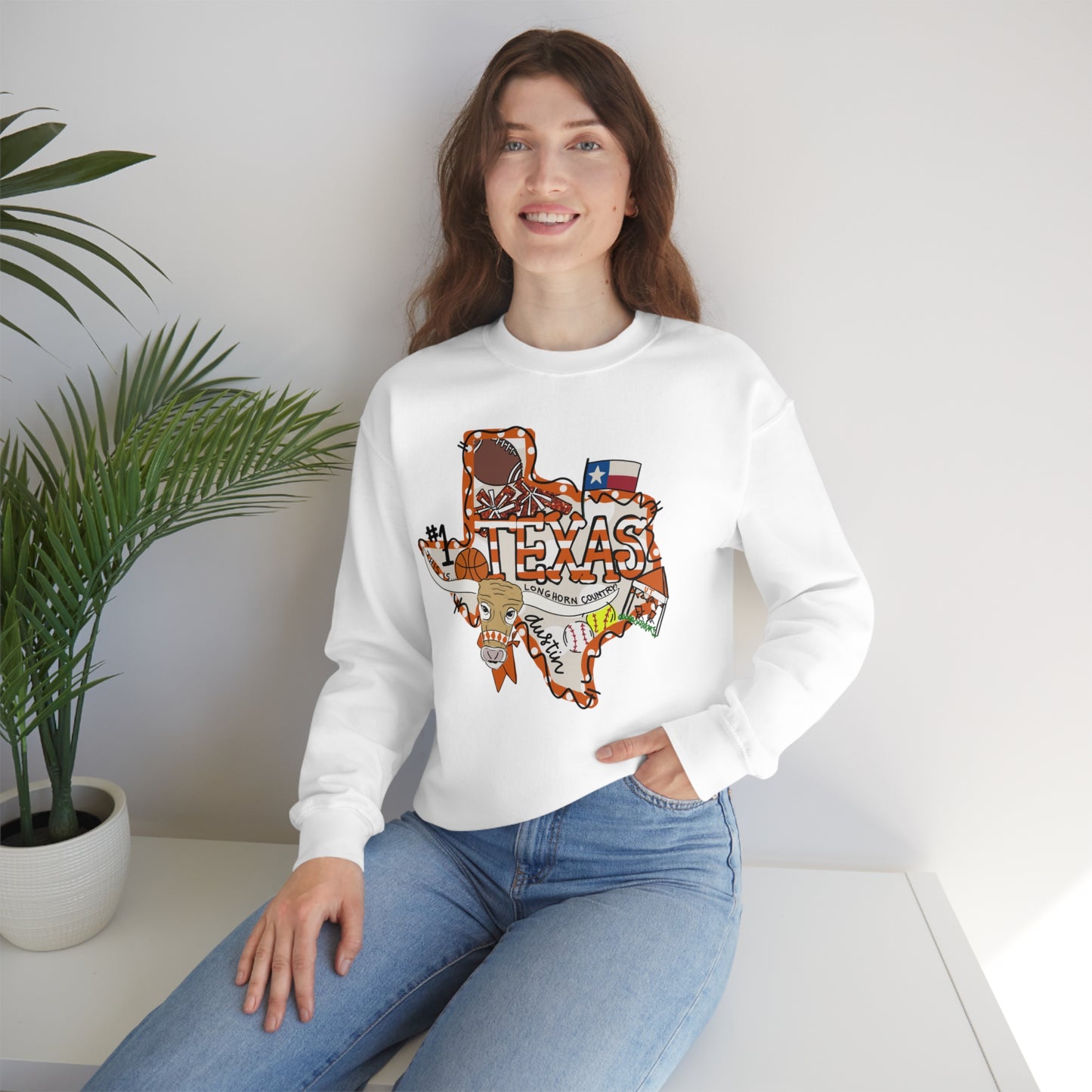 UT Hook Em Austin Texas Longhorn Football Unisex Heavy Blend Crewneck Sweatshirt