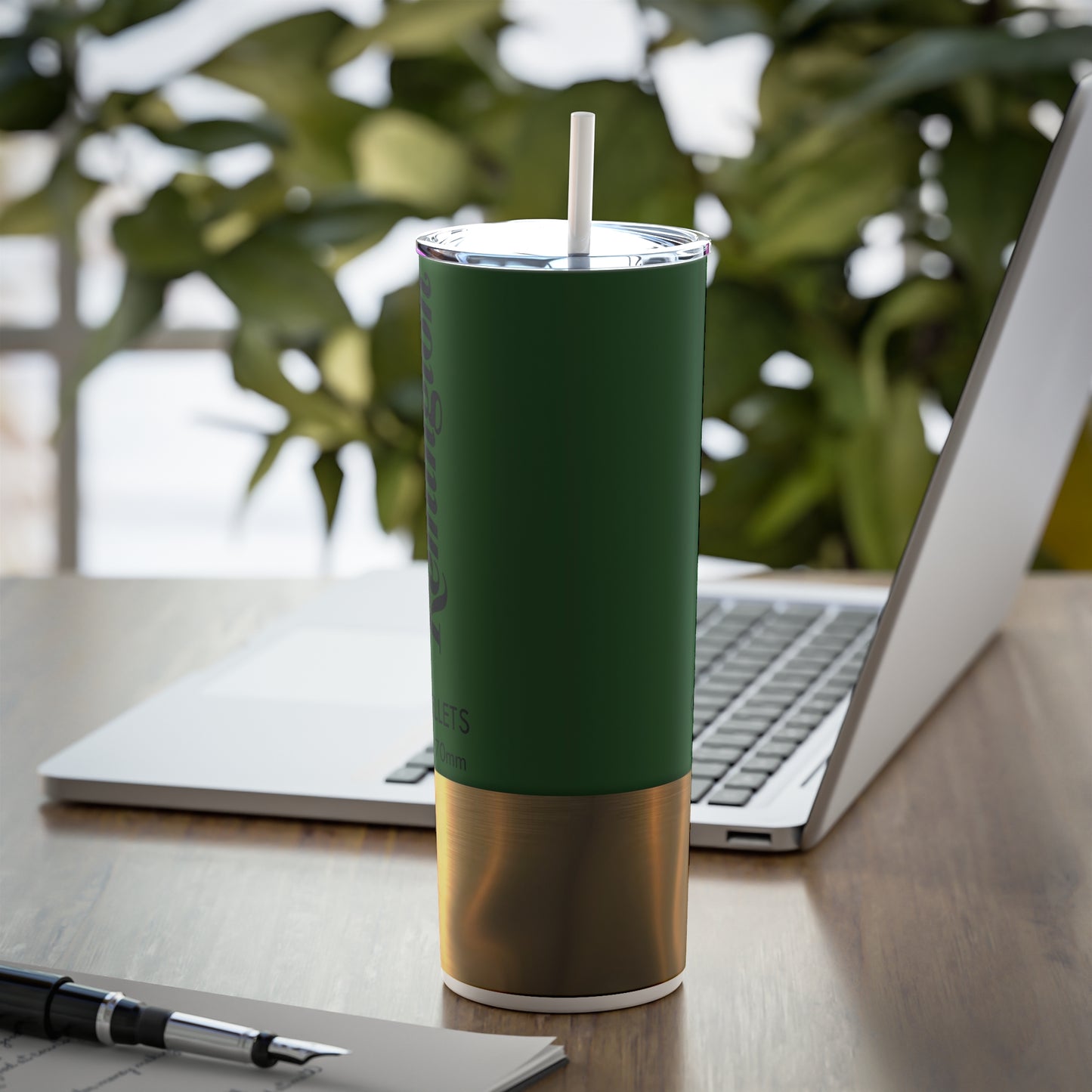 Remington Shotgun Shell Green Skinny Steel Tumbler with Straw, 20oz