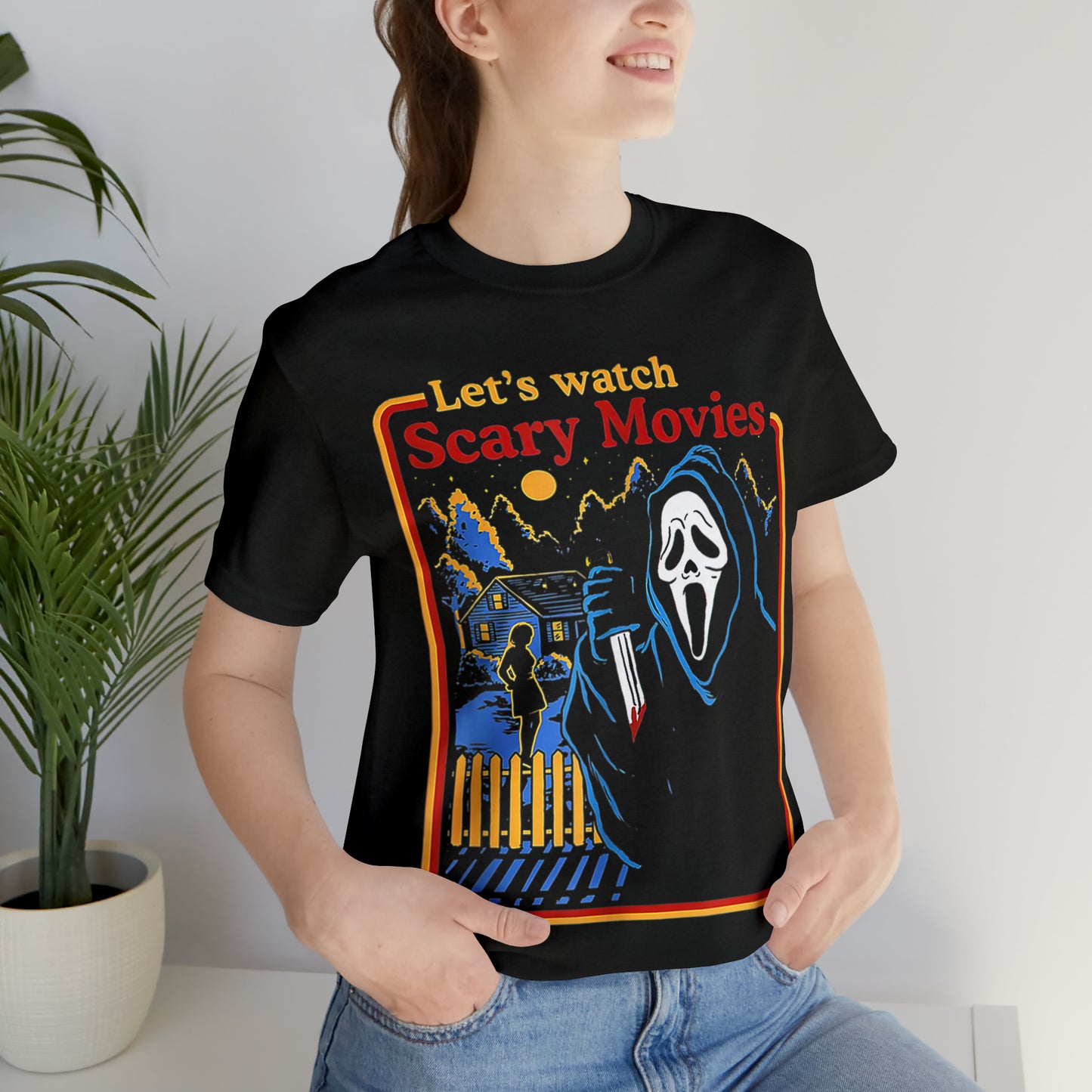 Scream Let's Watch Scary Movies | Unisex Jersey Short Sleeve Tee