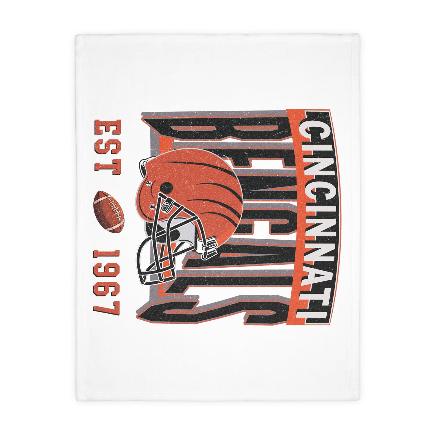 Cincinnati Football Velveteen Minky Throw Blanket