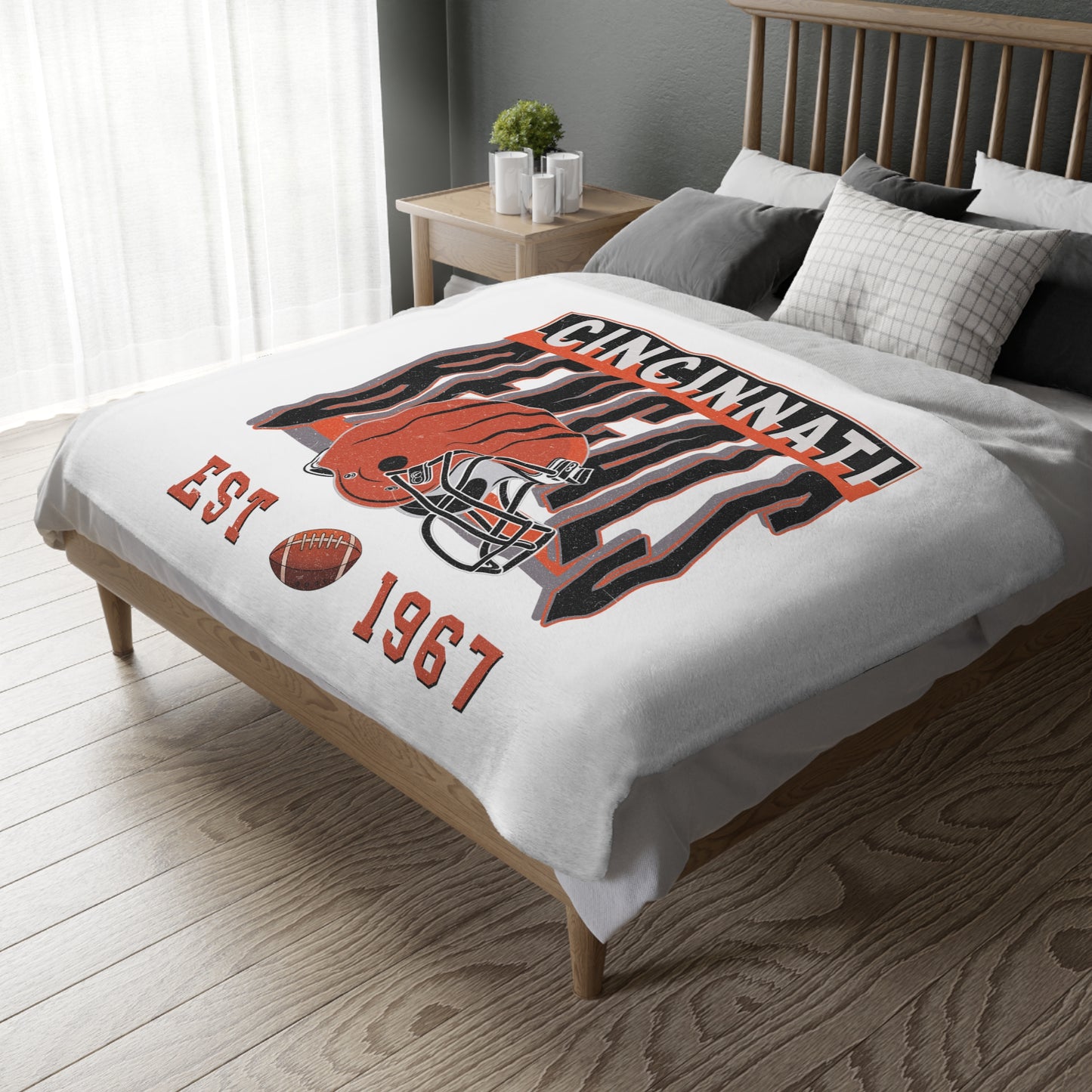 Cincinnati Football Velveteen Minky Throw Blanket