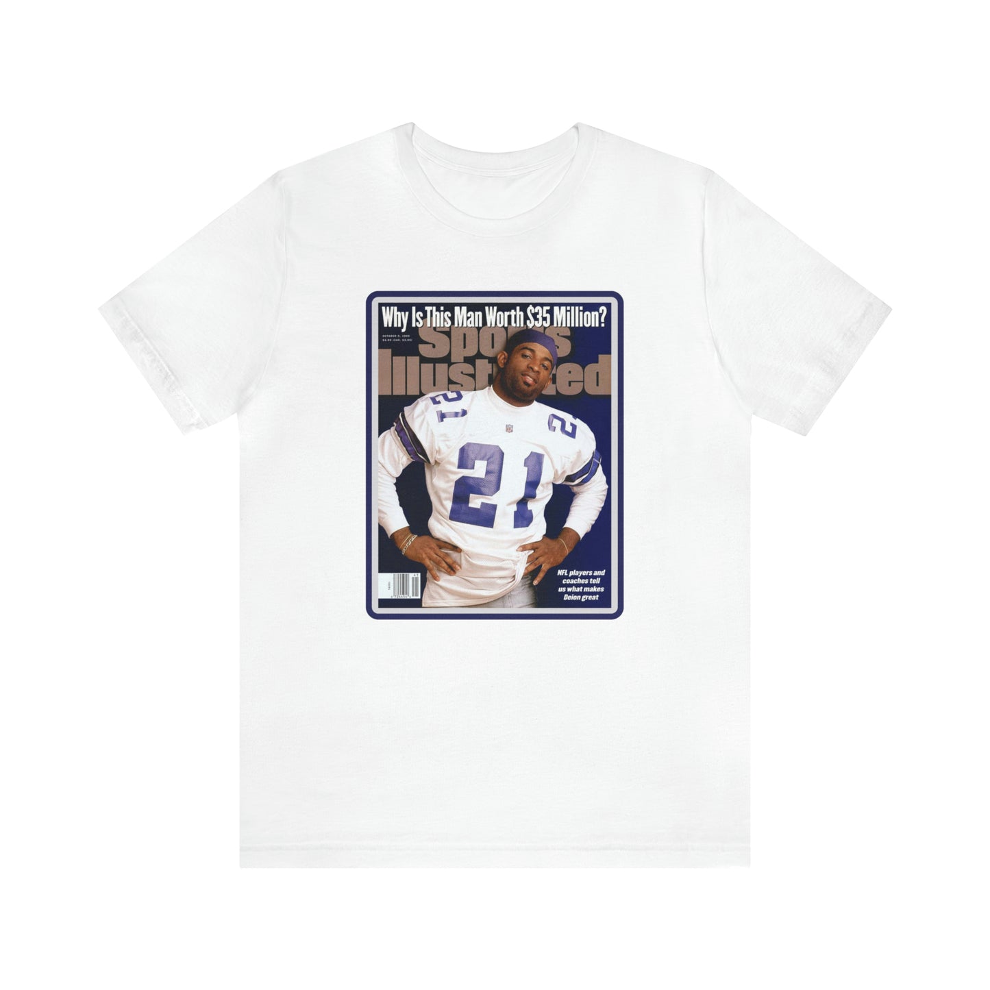 90s Throwback Dallas Cowboys Deion Sanders Sports Illustrated Magazine Unisex Jersey Short Sleeve Tee