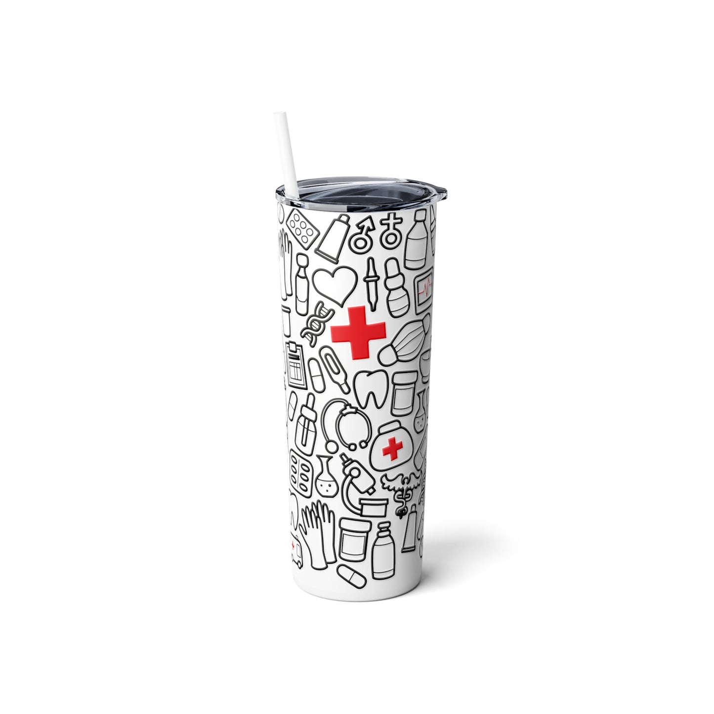 Medical Tools Skinny Steel Tumbler with Straw, 20oz