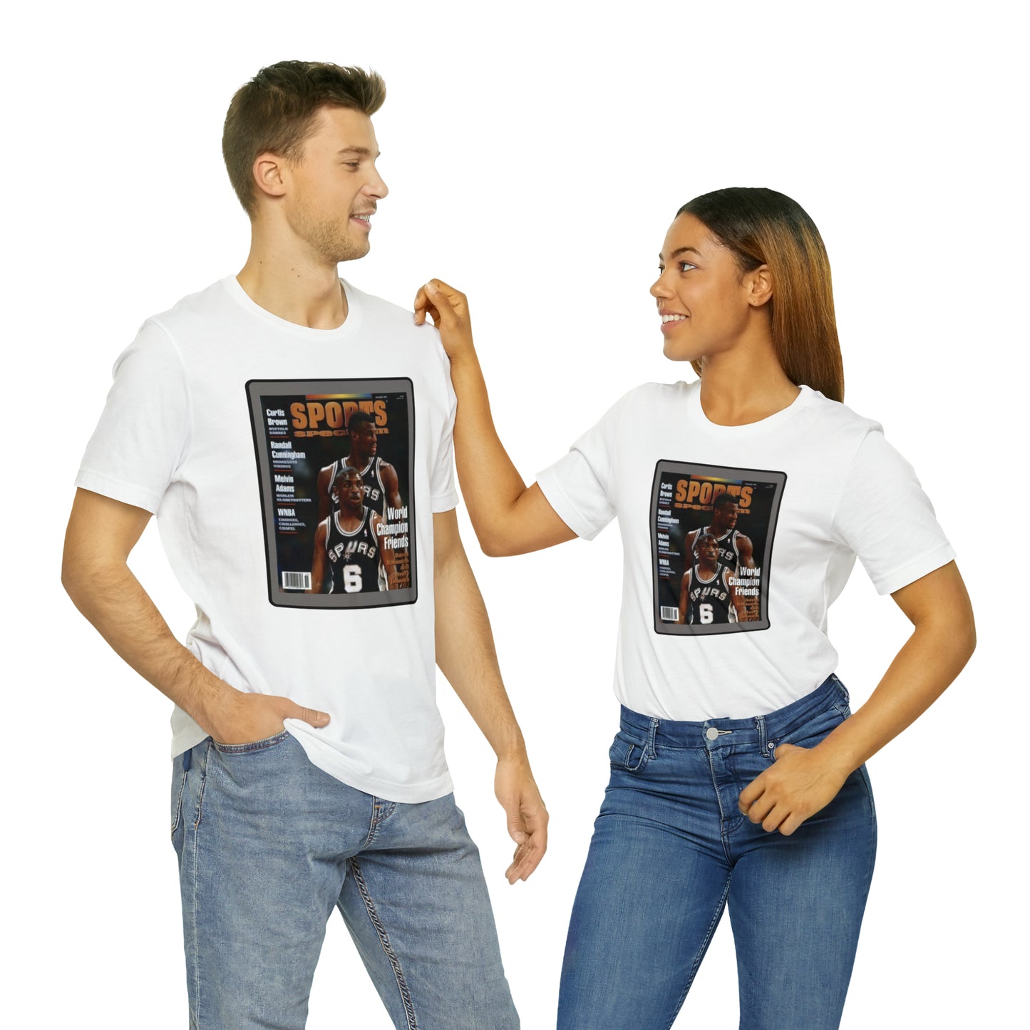 90s Throwback Spurs Basketball David Robinson Avery Johnson Sports Illustrated Unisex Jersey Short Sleeve Tee