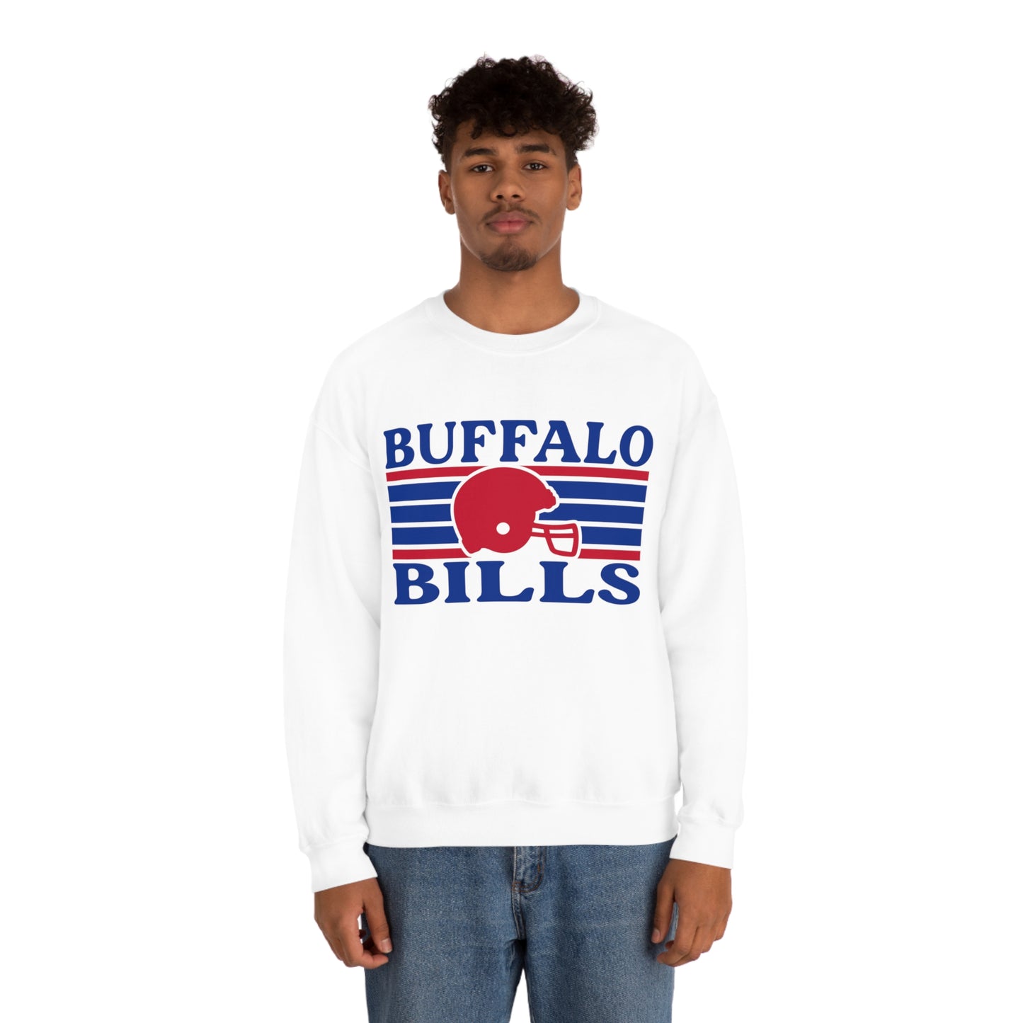 Retro Style Buffalo Football Unisex Heavy Blend Crewneck Sweatshirt