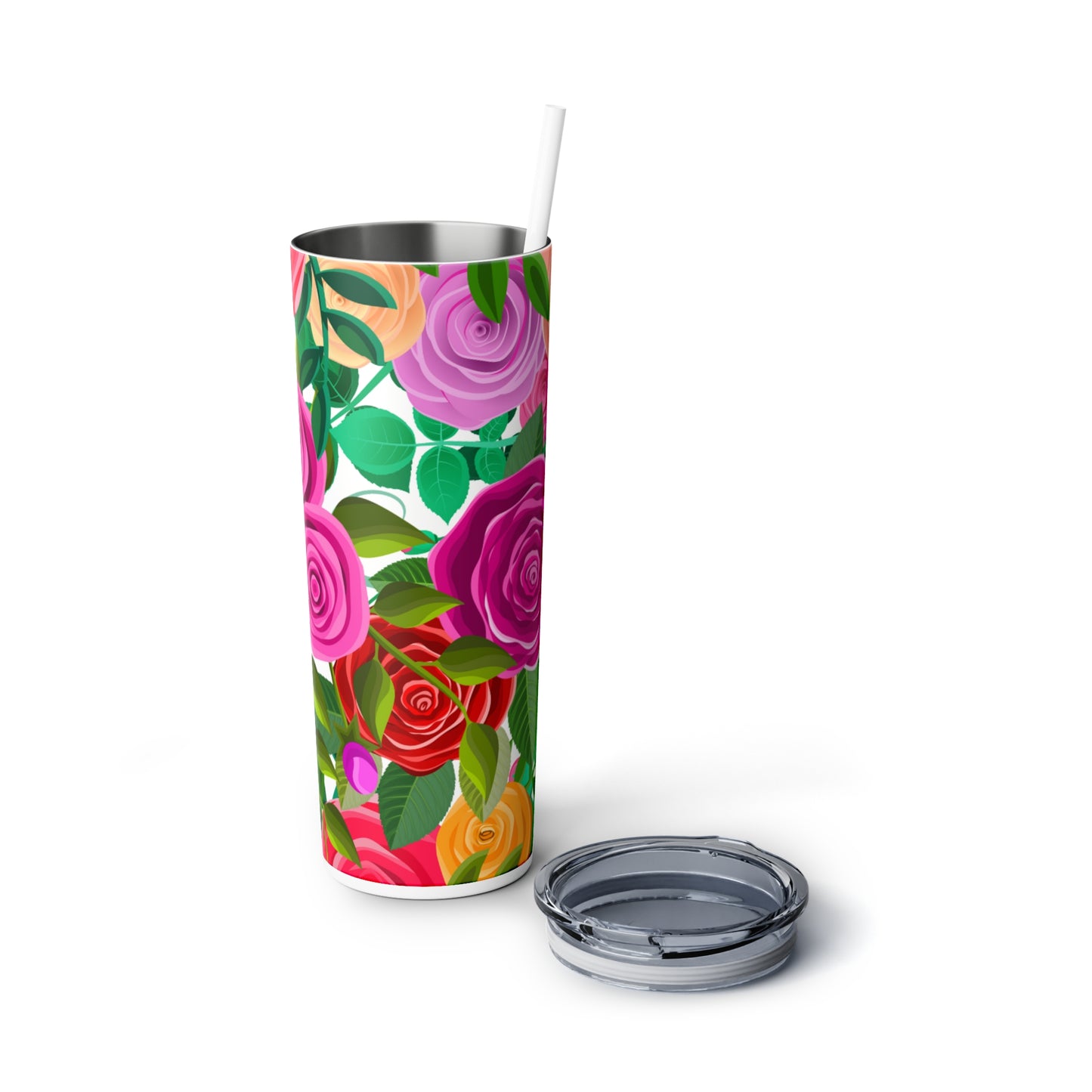 La Flor Steel Tumbler with Straw, 20oz