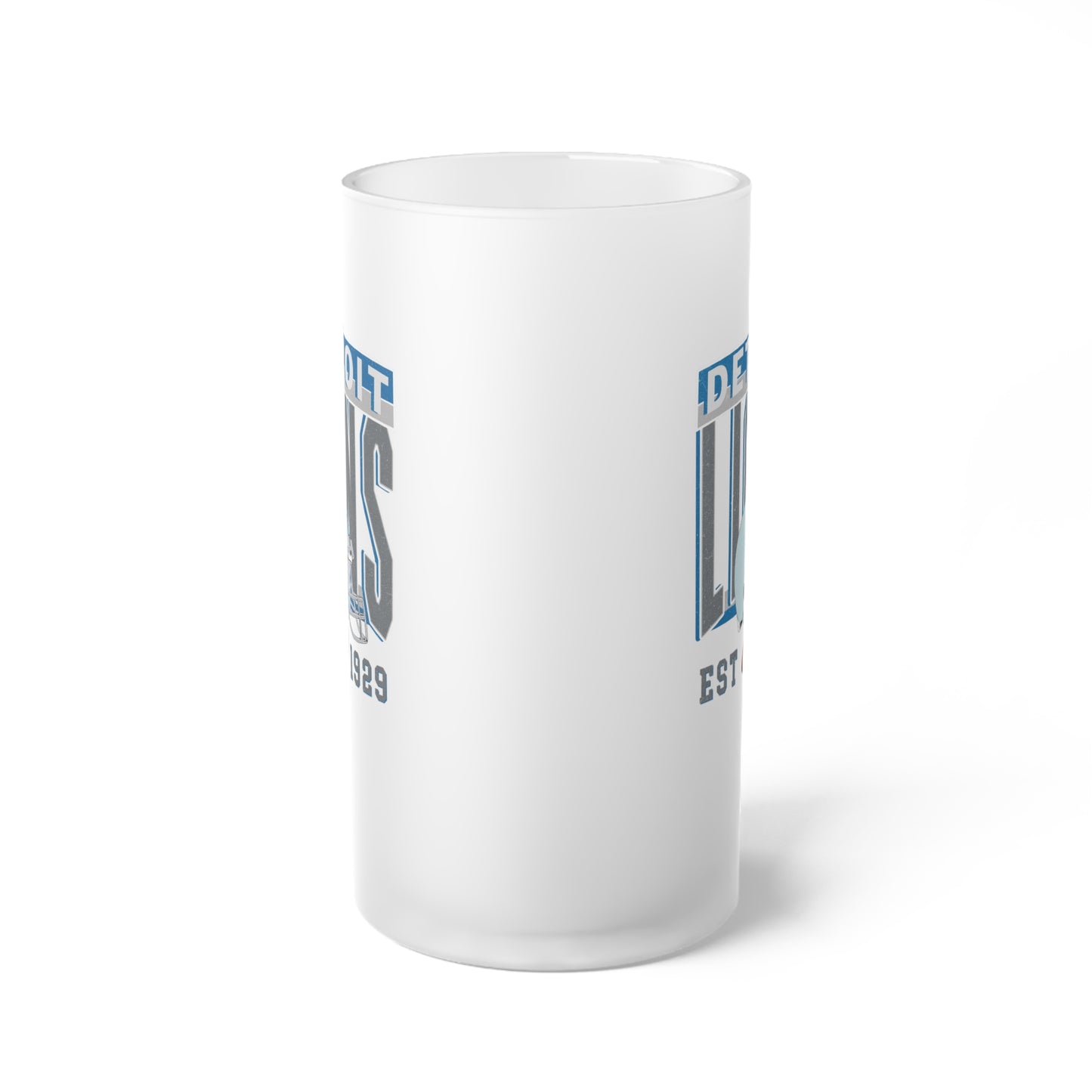 Detroit Football Frosted Glass Beer Mug