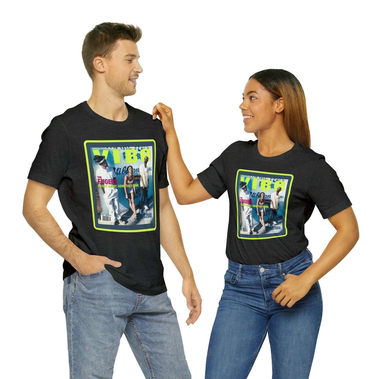 90s Throwback The Fugees Wyclef Jean, Pras Michel, and Lauryn Hill Vibe Magazine Unisex Jersey Short Sleeve Tee