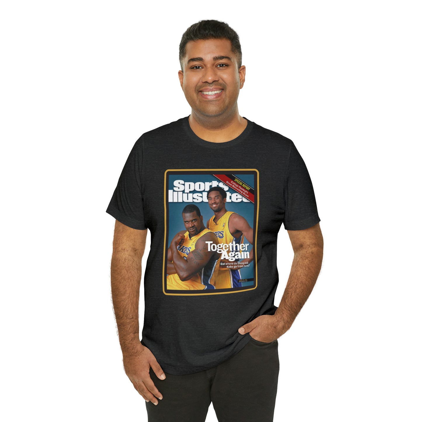 90s Throwback Lakers Kobe Shaq Sports Illustrated Magazine Unisex Jersey Short Sleeve Tee