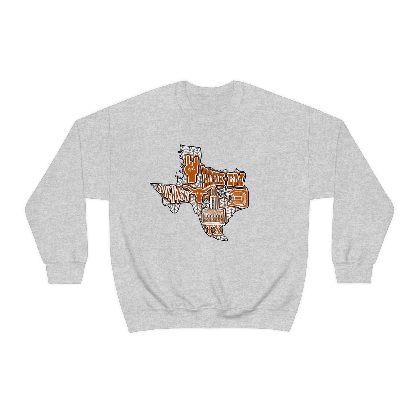 UT Hook Em Austin Texas Longhorn Football Unisex Heavy Blend Crewneck Sweatshirt