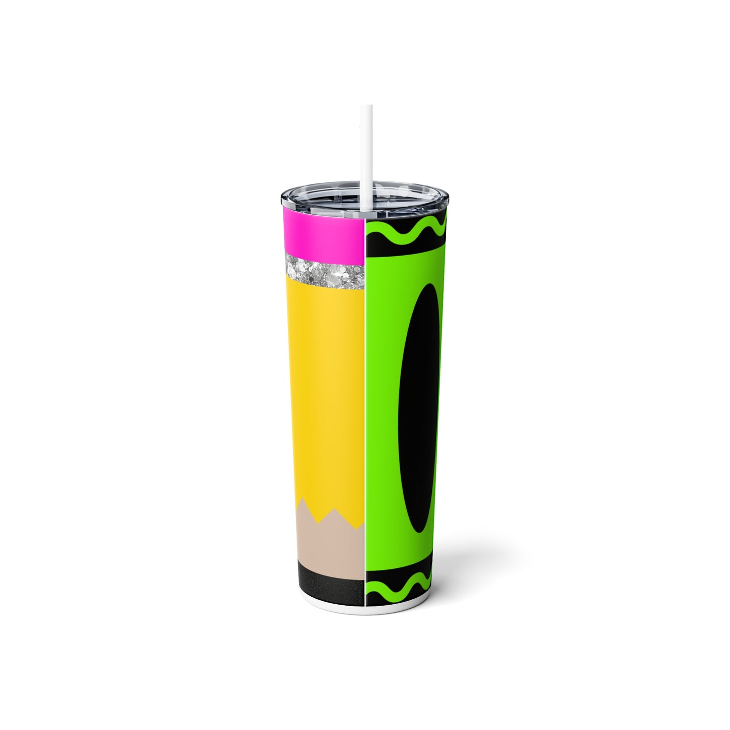 Teacher School Supply - Green Skinny Steel Tumbler with Straw, 20oz