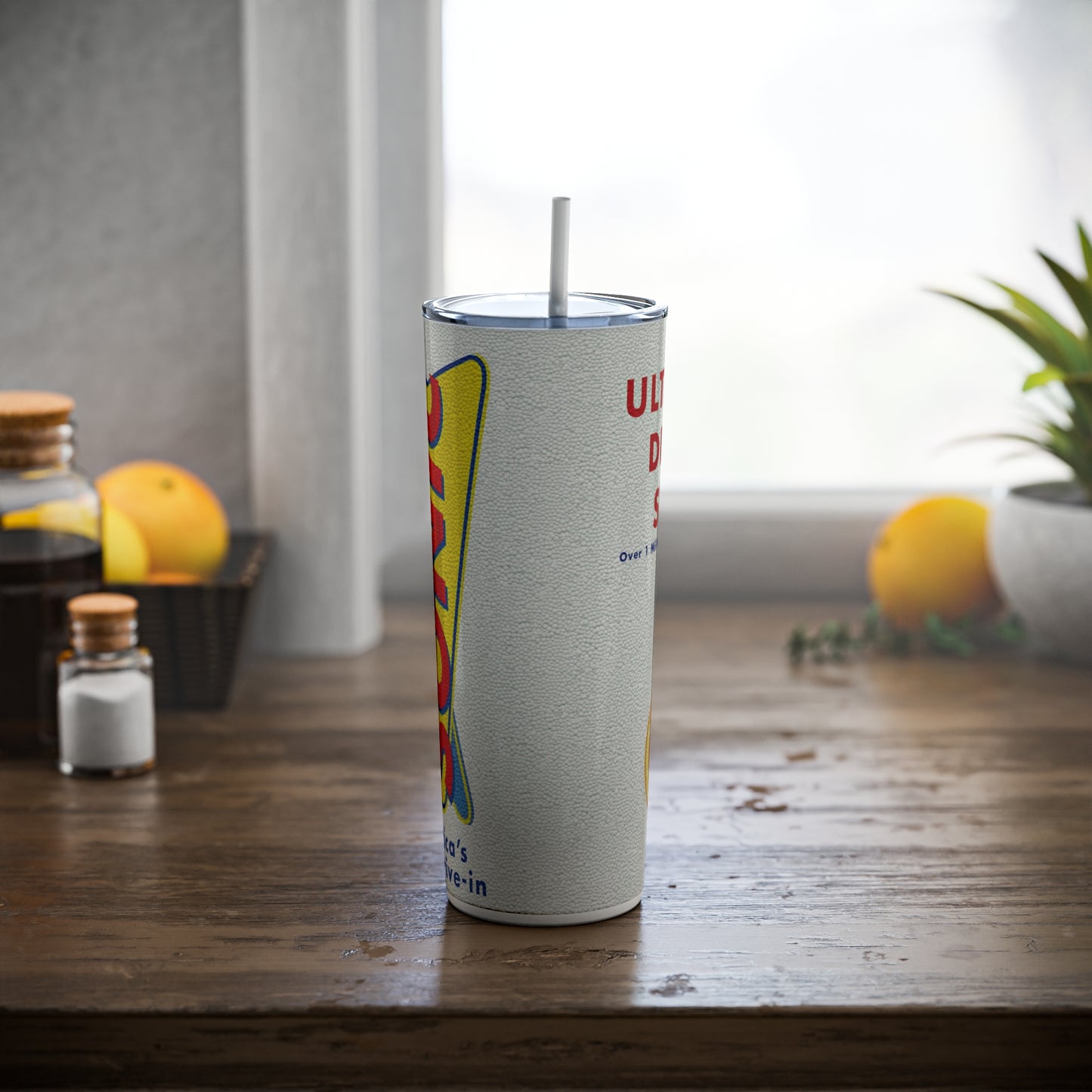 Fast Food Inspired Skinny Steel Tumbler with Straw, 20oz