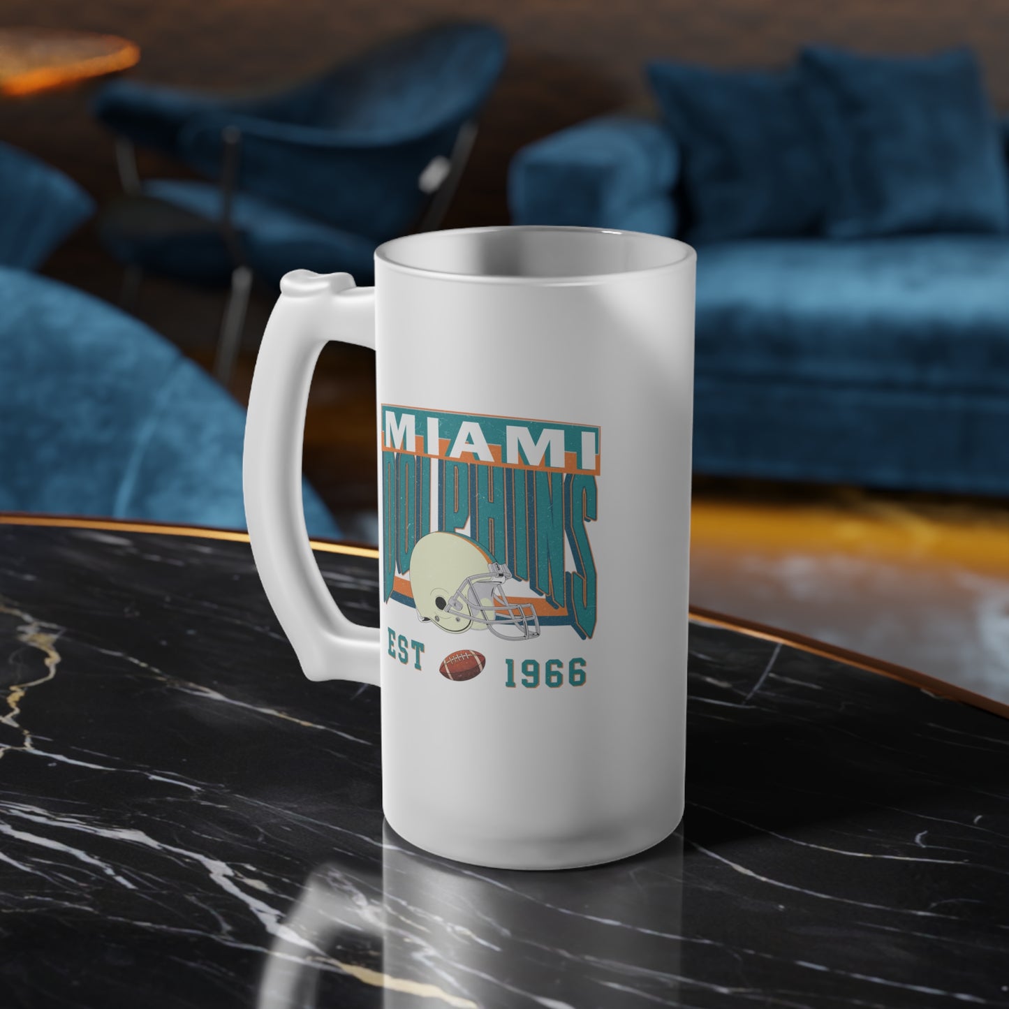 Miami Football Frosted Glass Beer Mug