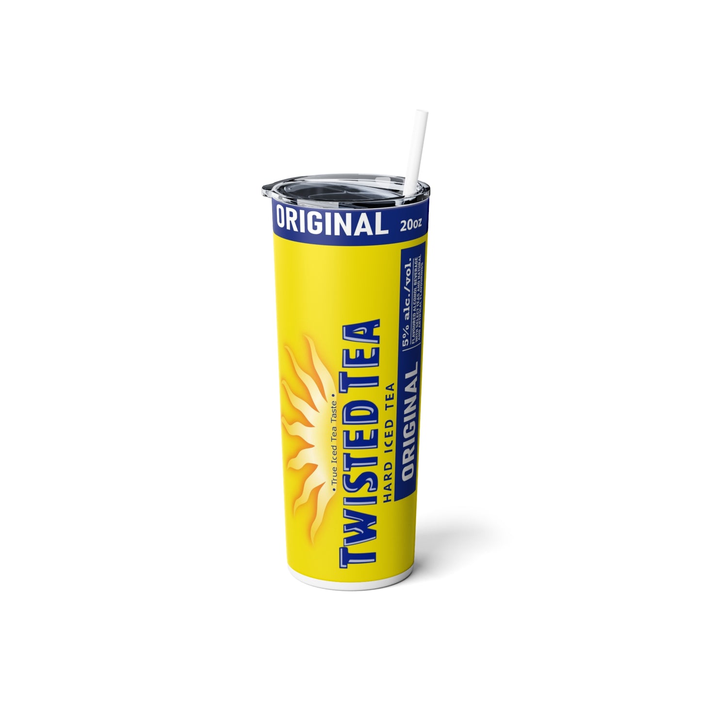 Malt Drink Inspired Skinny Steel Tumbler with Straw, 20oz