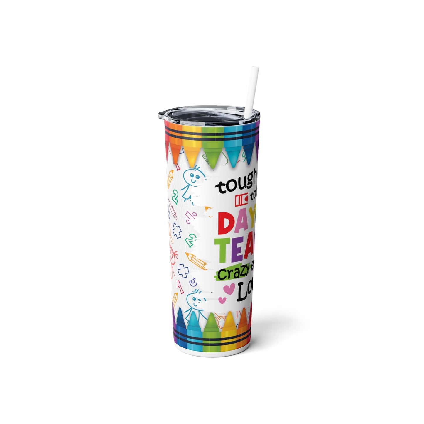 Daycare Teacher Skinny Steel Tumbler with Straw, 20oz