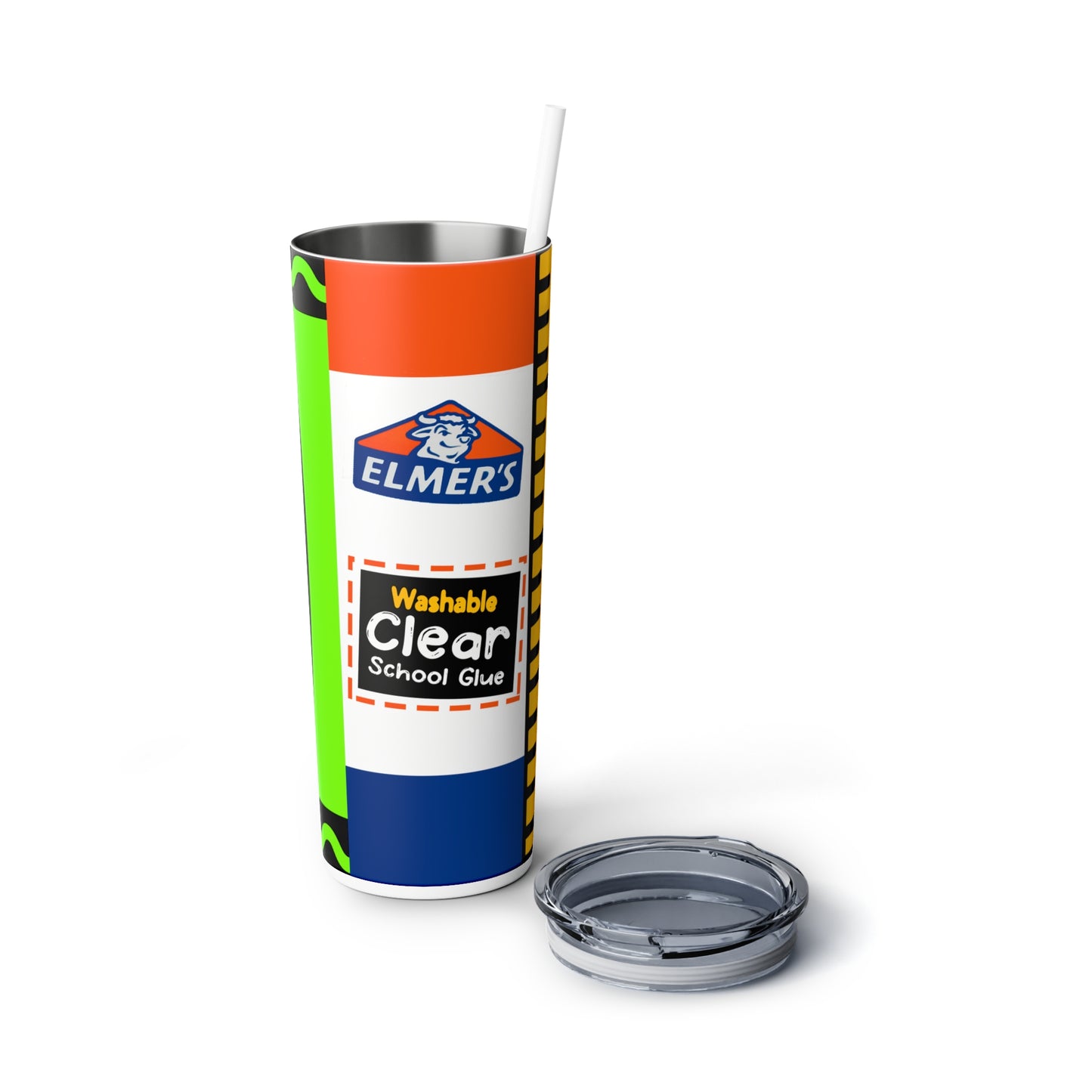 Teacher School Supply - Green Skinny Steel Tumbler with Straw, 20oz