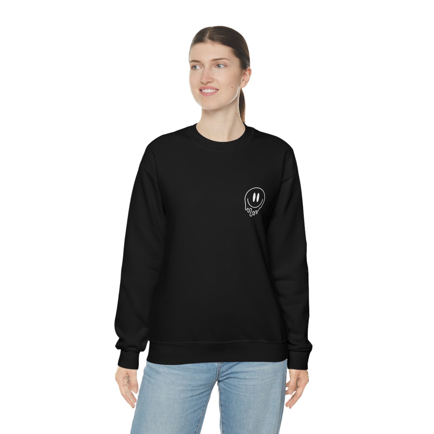 Melting Smiley Cool Moms Club Unisex DryBlend® Crewneck Sweatshirt Front/Back Print