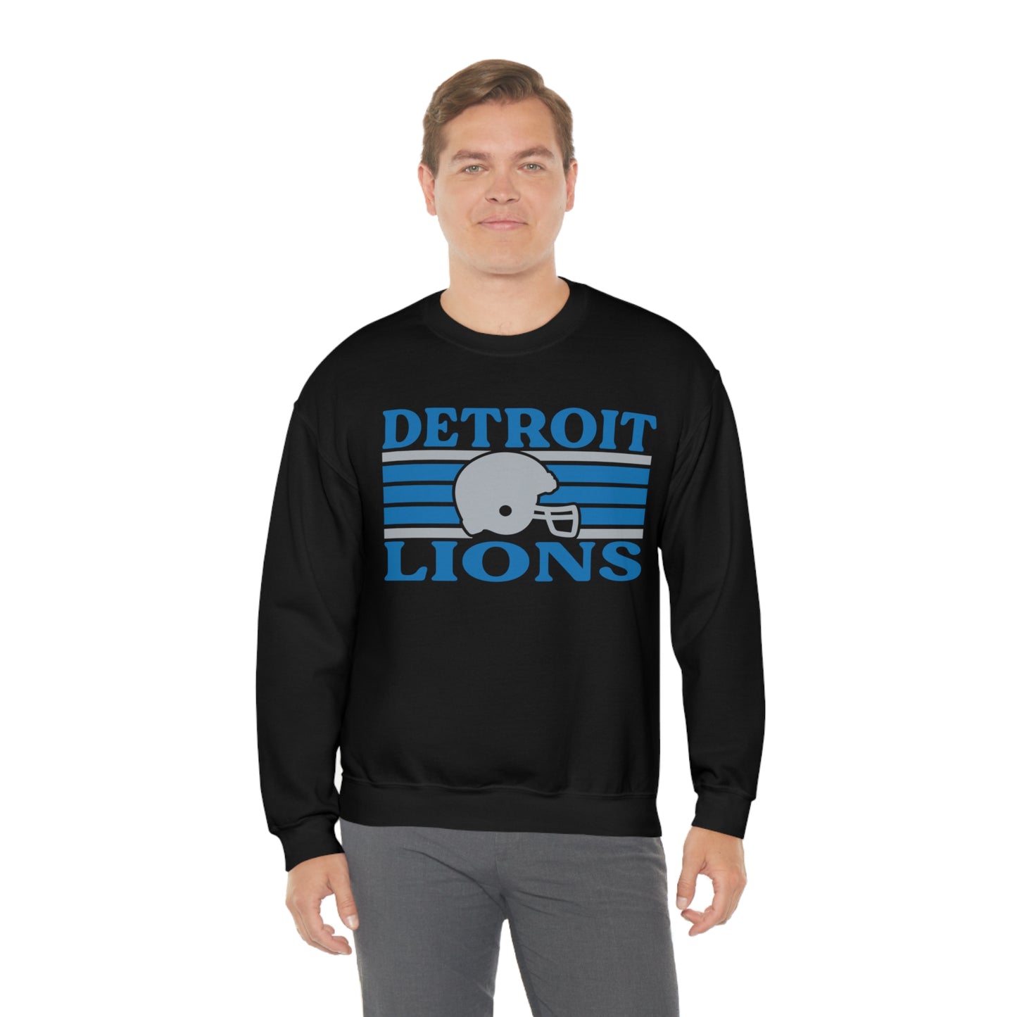 Retro Style Detroit Football Unisex Heavy Blend Crewneck Sweatshirt