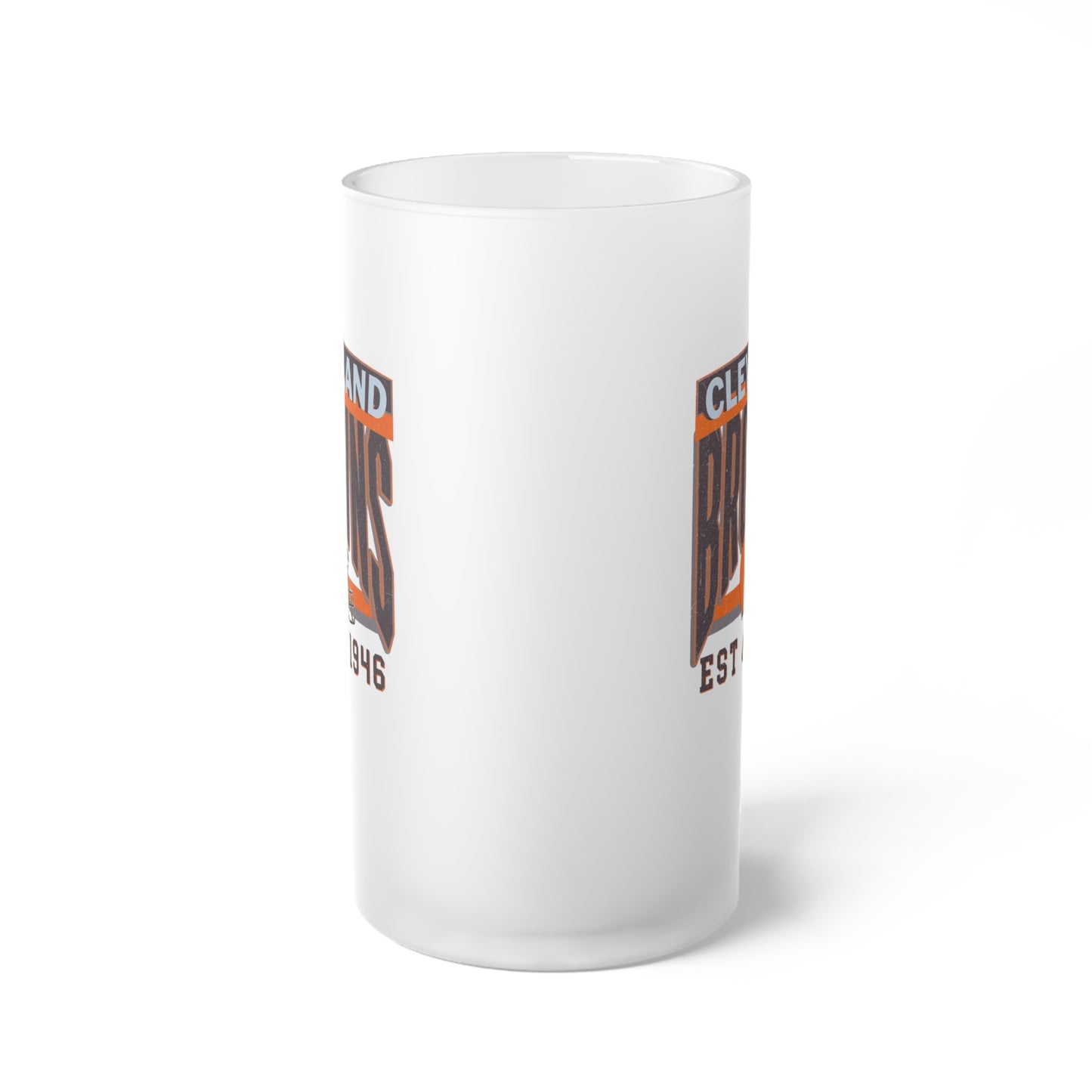 Cleveland Football Frosted Glass Beer Mug