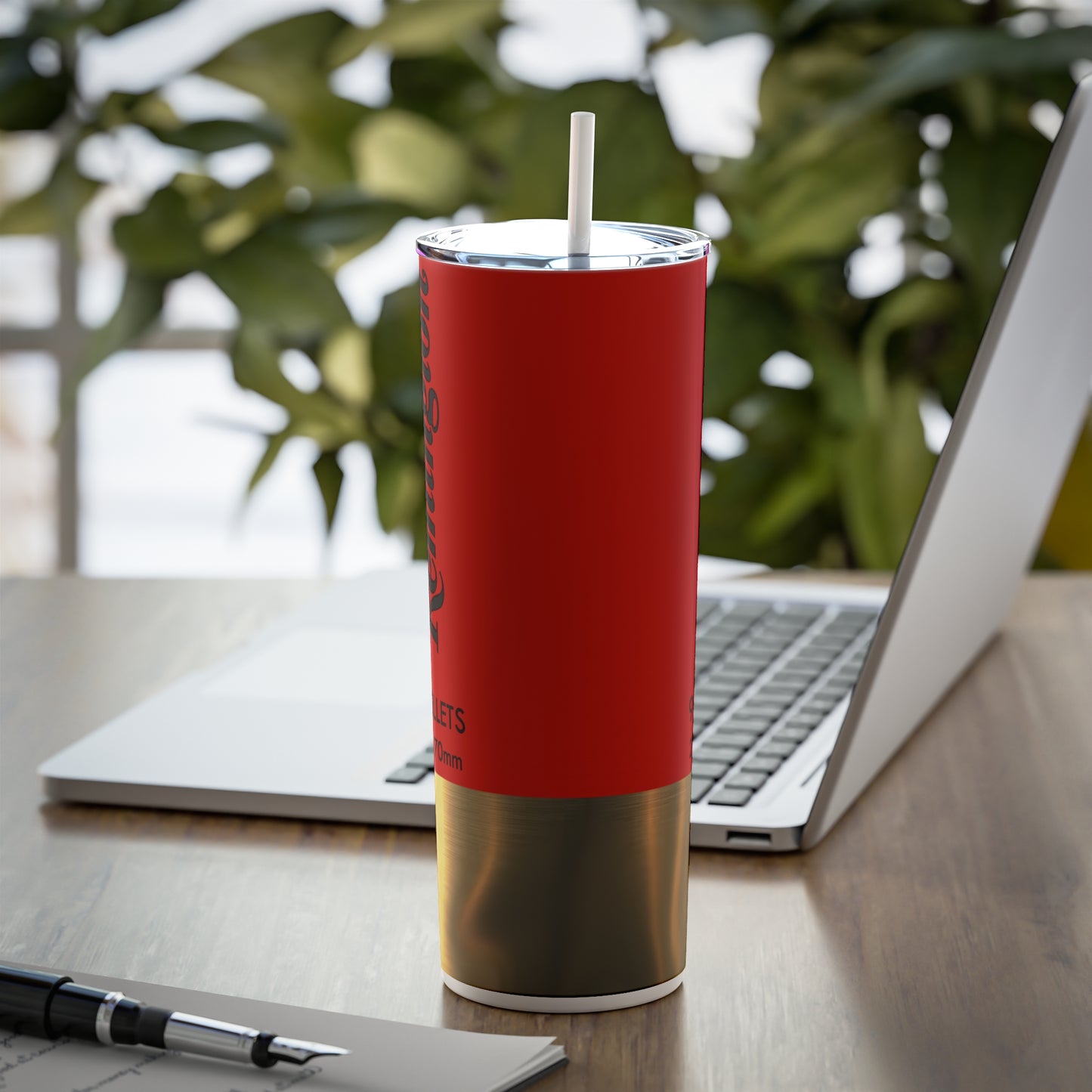 Remington Shotgun Shell Red Skinny Steel Tumbler with Straw, 20oz