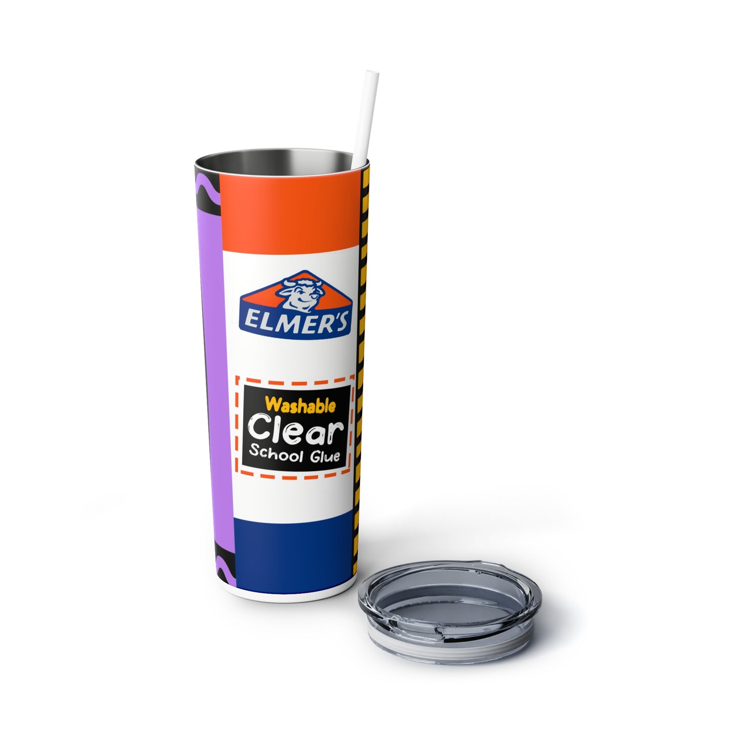 Teacher School Supply - Purple Skinny Steel Tumbler with Straw, 20oz