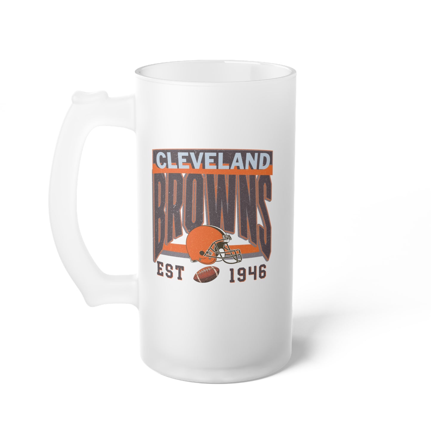 Cleveland Football Frosted Glass Beer Mug