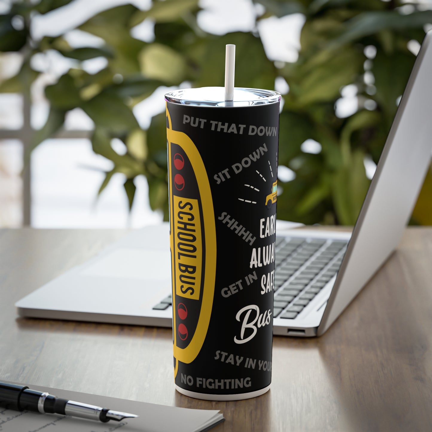 Bus Driver Skinny Steel Tumbler with Straw, 20oz