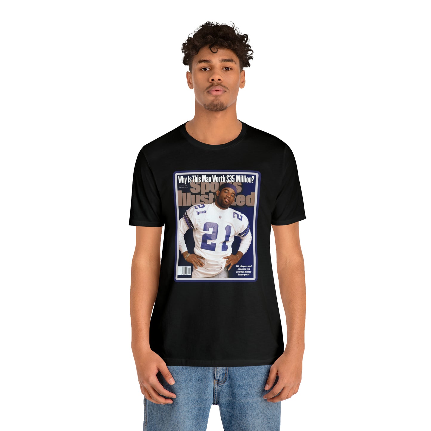 90s Throwback Dallas Cowboys Deion Sanders Sports Illustrated Magazine Unisex Jersey Short Sleeve Tee