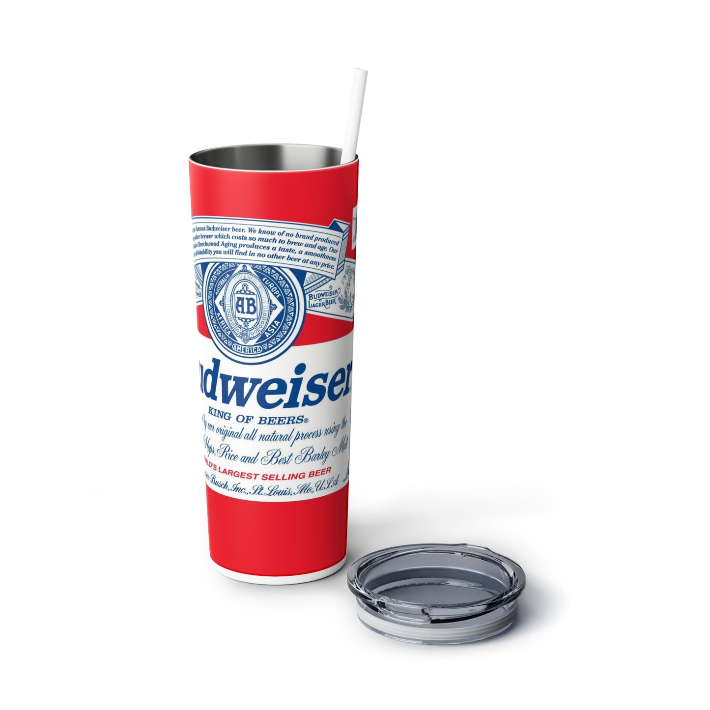 Beer Inspired Skinny Steel Tumbler with Straw, 20oz