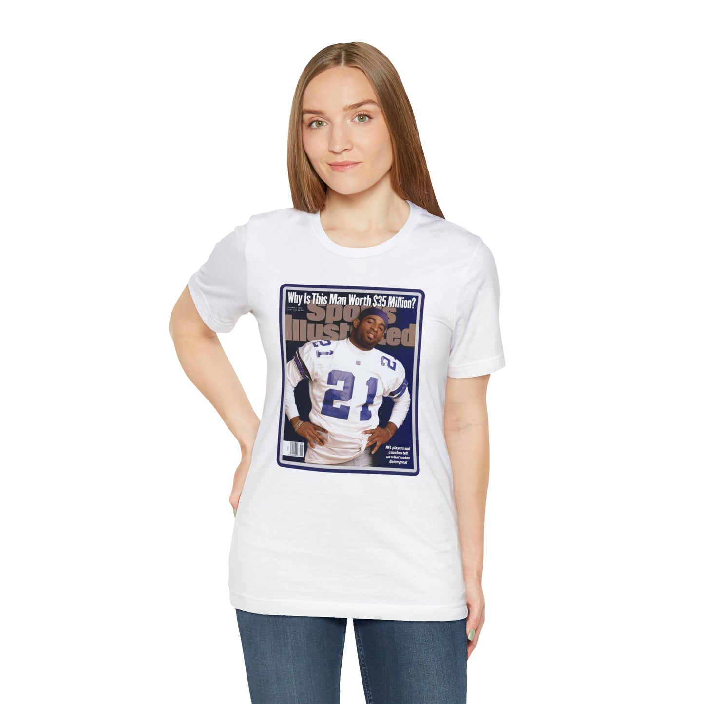 90s Throwback Dallas Cowboys Deion Sanders Sports Illustrated Magazine Unisex Jersey Short Sleeve Tee