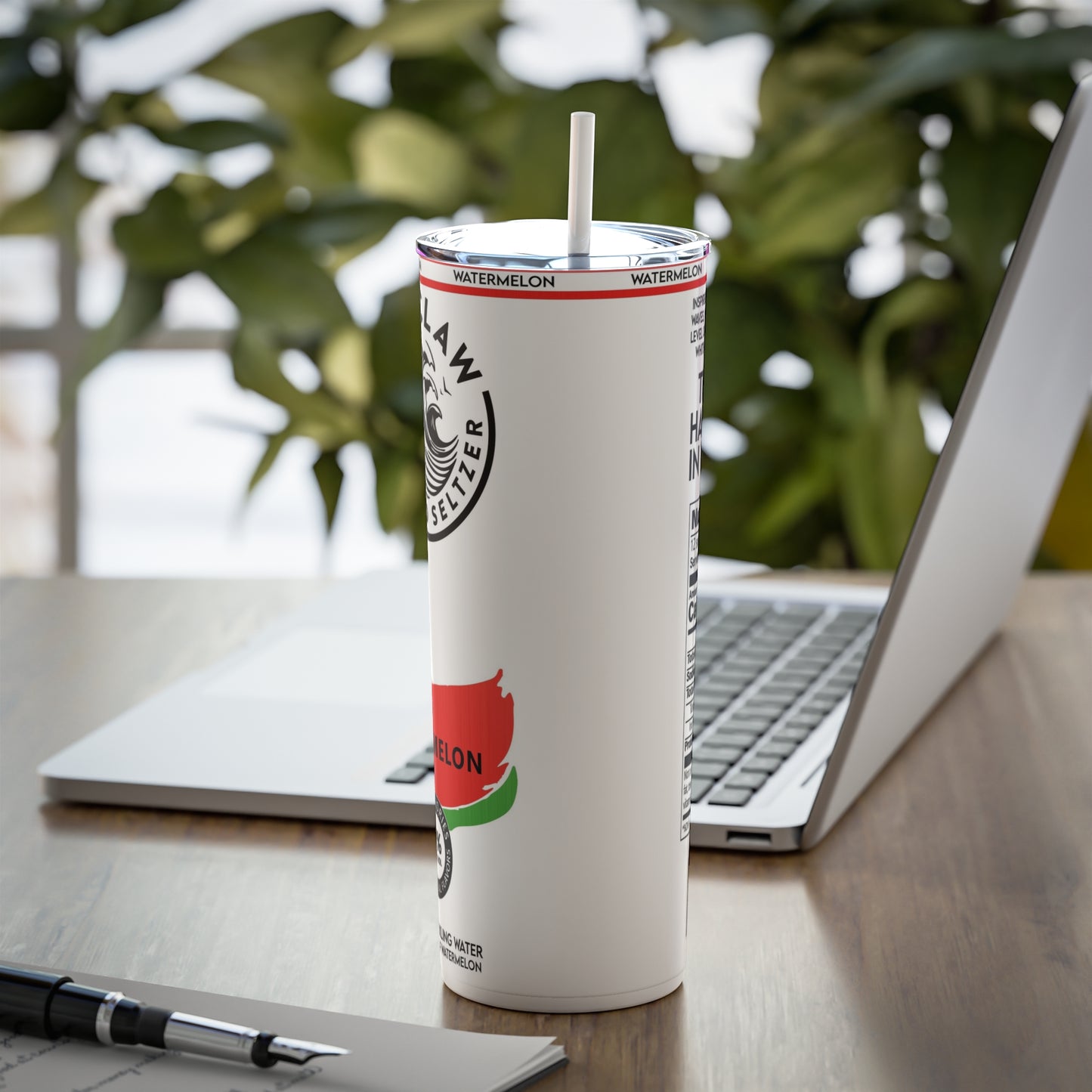 Seltzer Inspired Skinny Steel Tumbler with Straw, 20oz