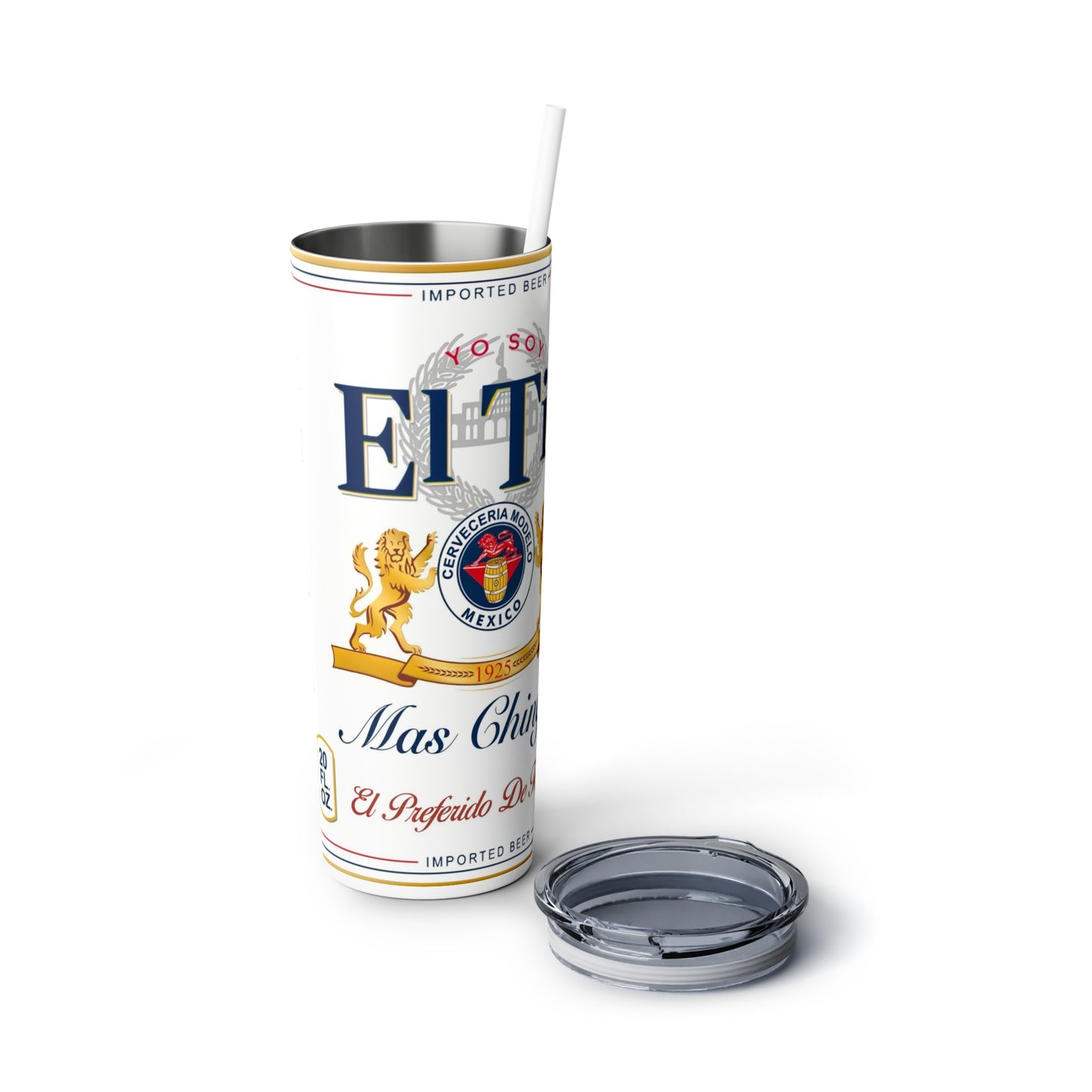 El Tio Skinny Steel Tumbler with Straw, 20oz