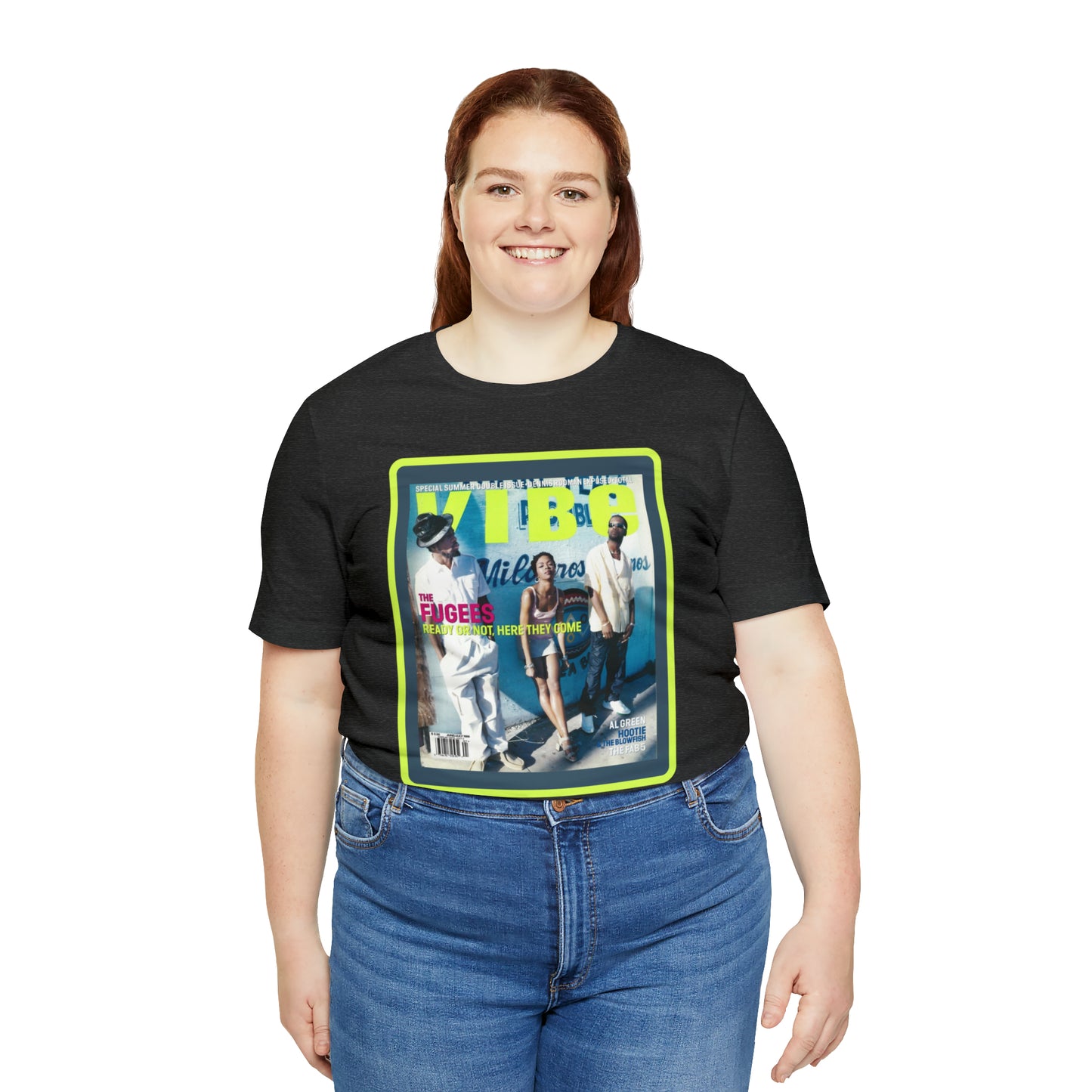 90s Throwback The Fugees Wyclef Jean, Pras Michel, and Lauryn Hill Vibe Magazine Unisex Jersey Short Sleeve Tee