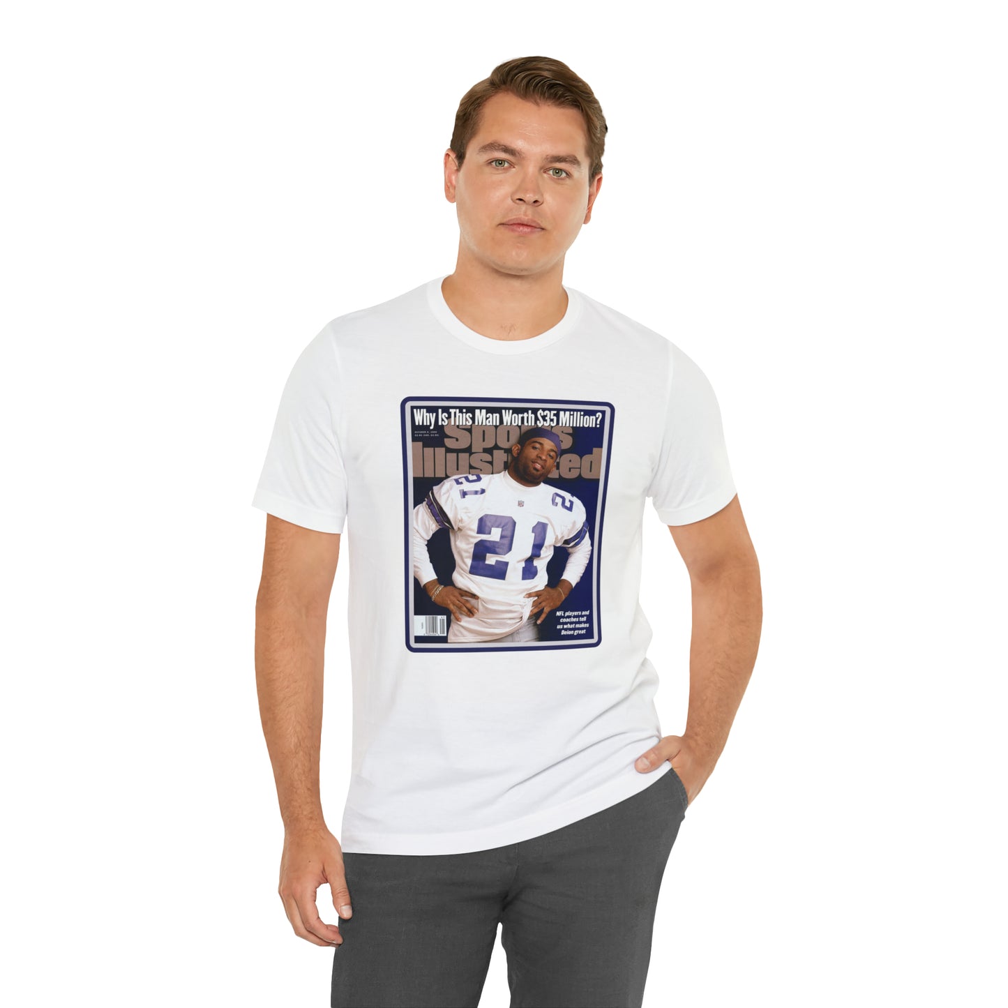 90s Throwback Dallas Cowboys Deion Sanders Sports Illustrated Magazine Unisex Jersey Short Sleeve Tee