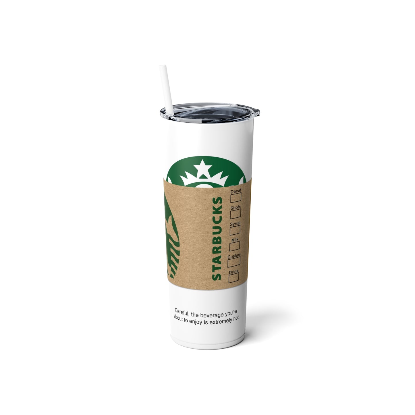 Coffee Inspired Skinny Steel Tumbler with Straw, 20oz