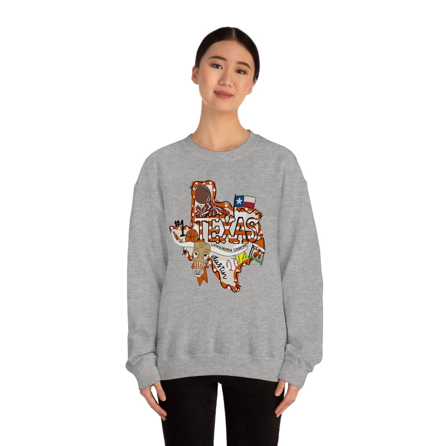 UT Hook Em Austin Texas Longhorn Football Unisex Heavy Blend Crewneck Sweatshirt